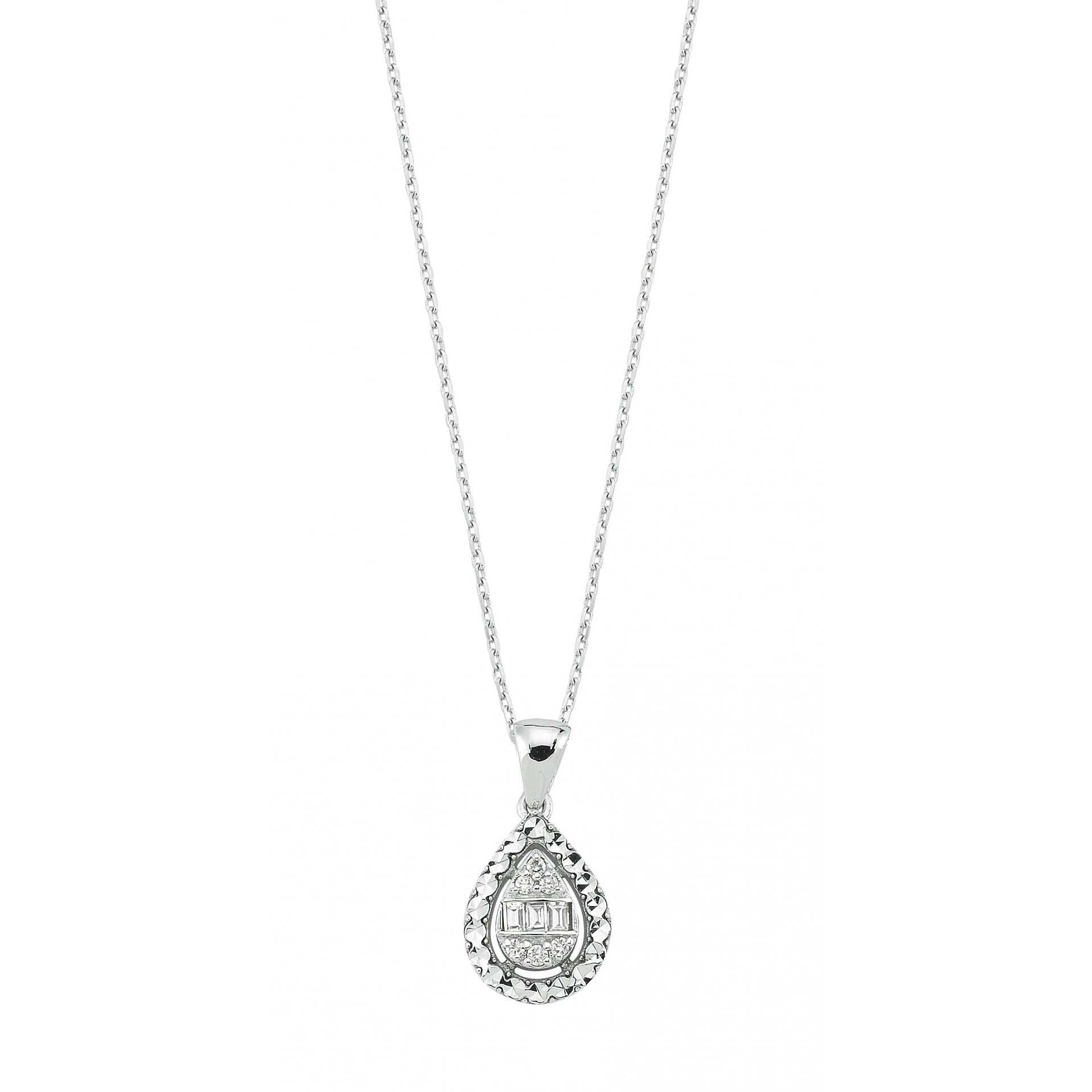 0.13 Karat Baget Taşlı Pırlanta Kolye