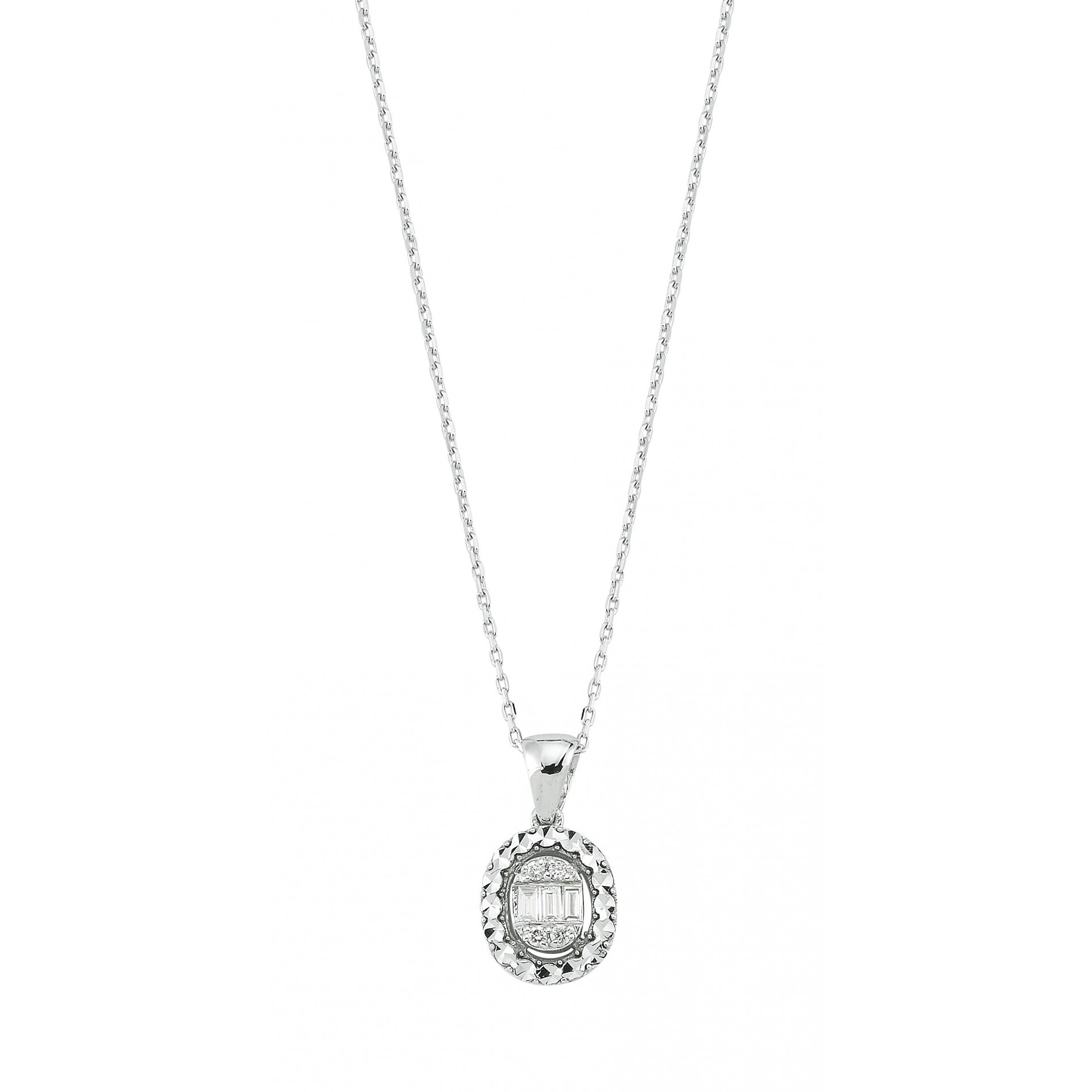 0.09 Karat Baget Taşlı Pırlanta Kolye