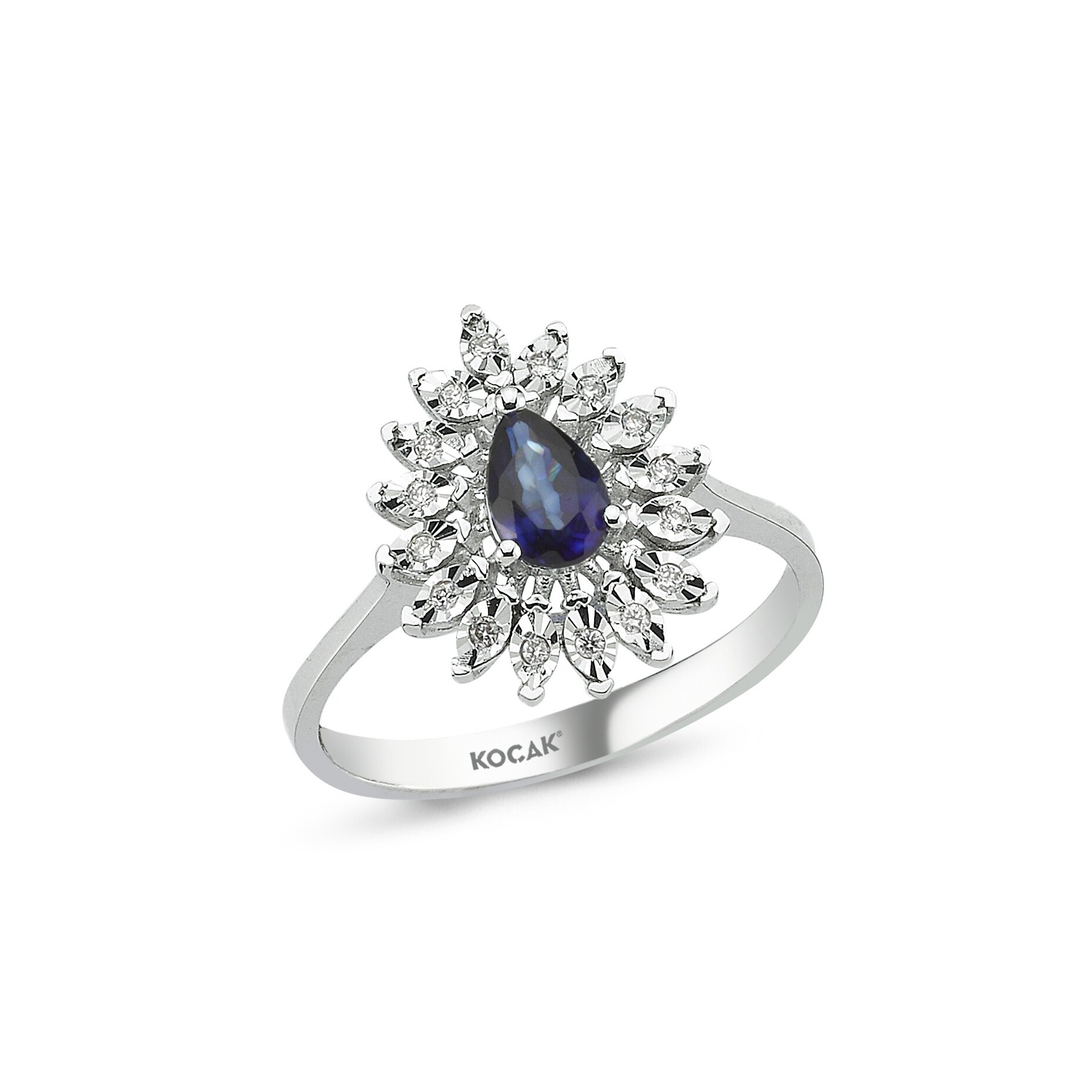 0.60 Karat Pırlanta Safir Yüzük