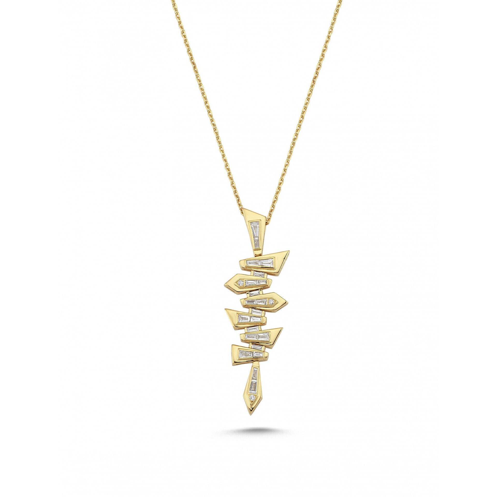 0.37 Karat Baget Taşlı Pırlanta Kolye
