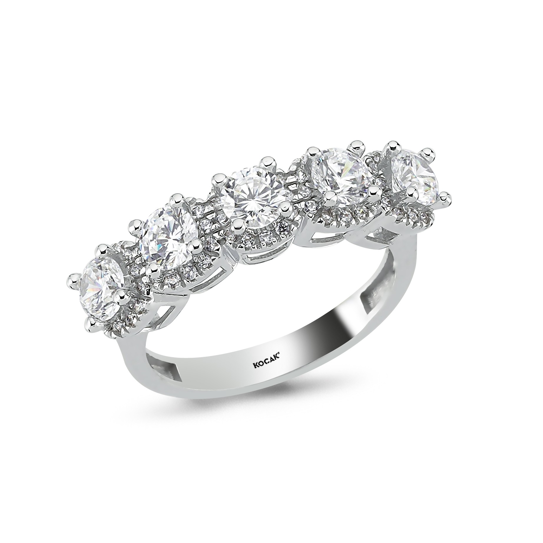 Glamorous Collection 14 Ayar Beyaz Altın Beştaş Yüzük