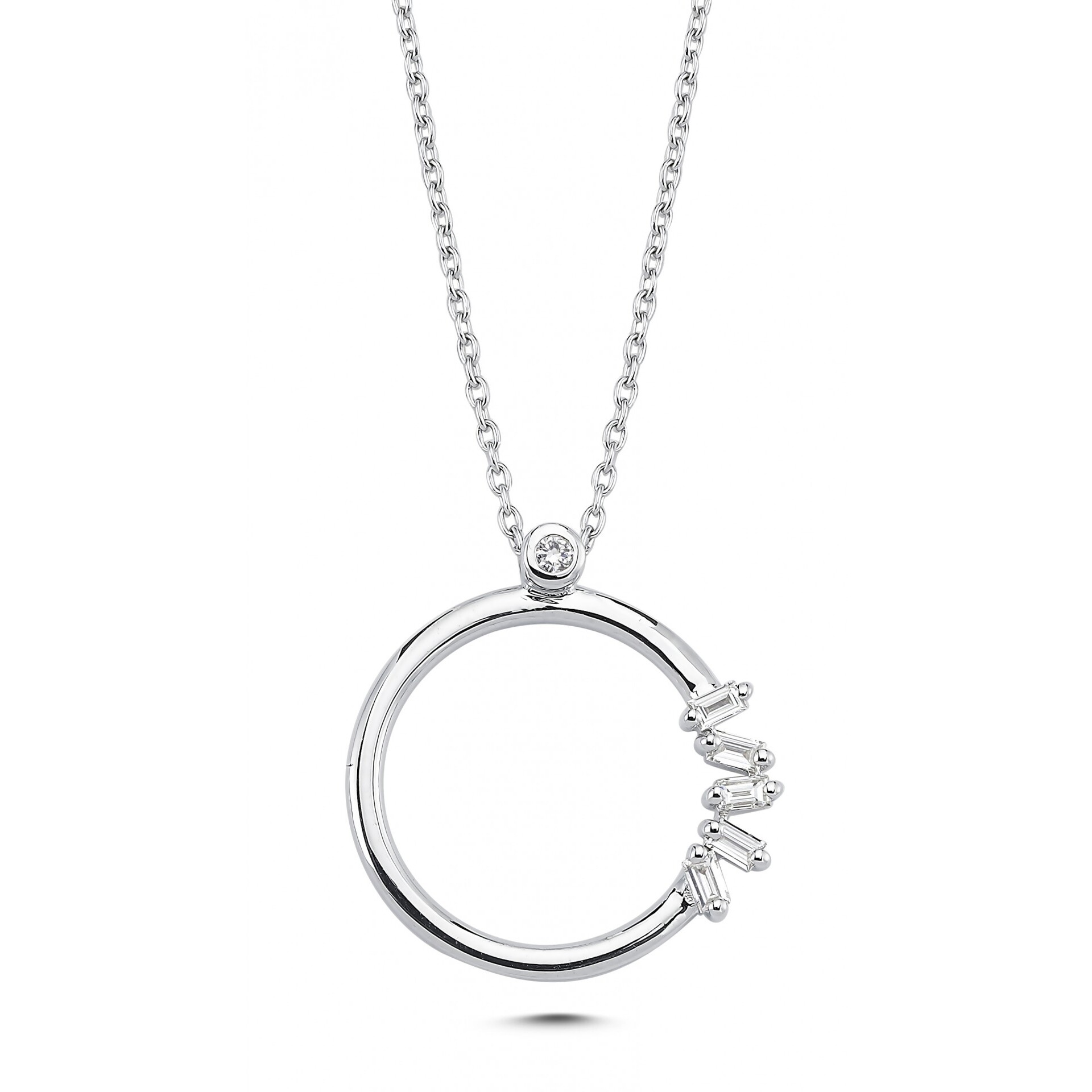 0.16 Karat Baget Taşlı Pırlanta Kolye