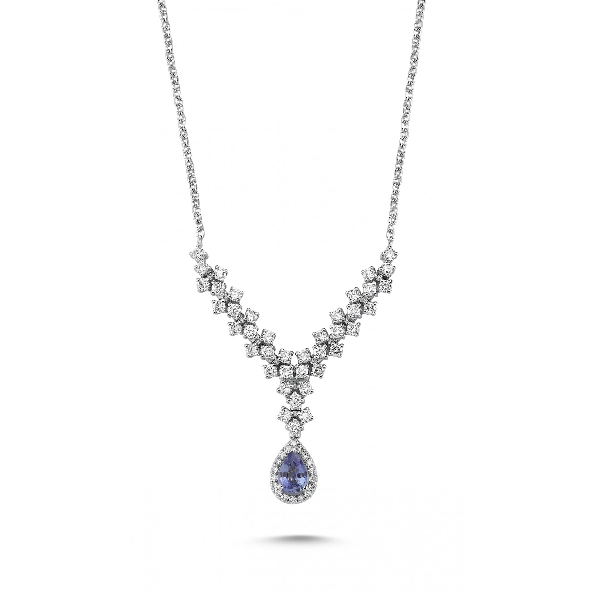 1.61 Karat Pırlanta Multi Safir Kolye