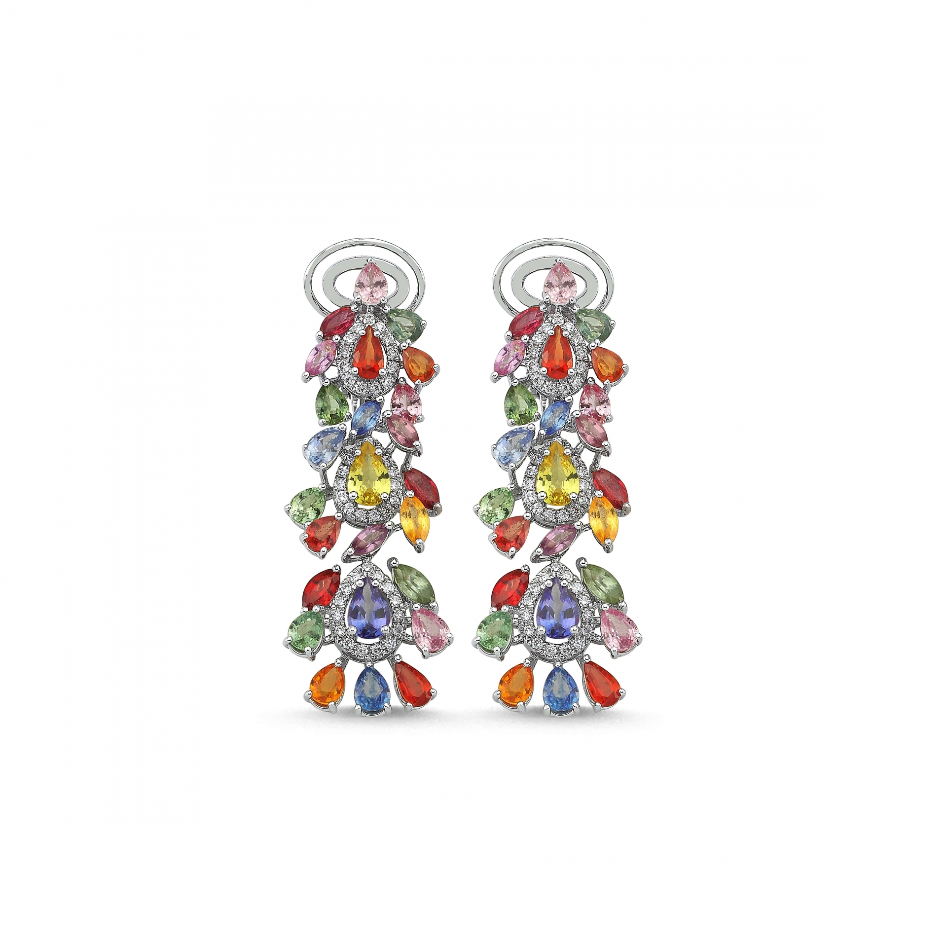 10.93 Karat Multicolor Pırlanta Küpe