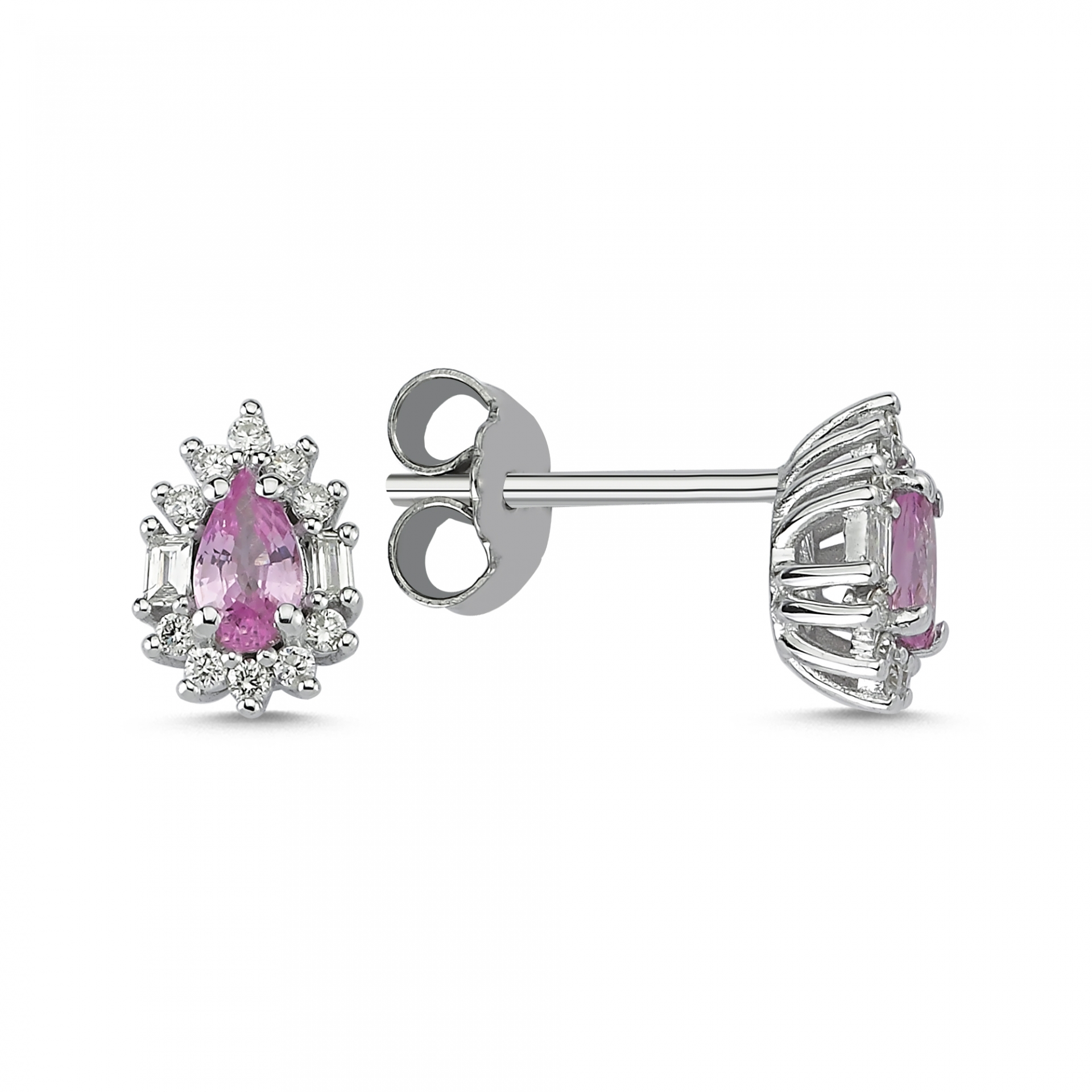 0.68 Karat Pembe Safir Pırlanta Küpe