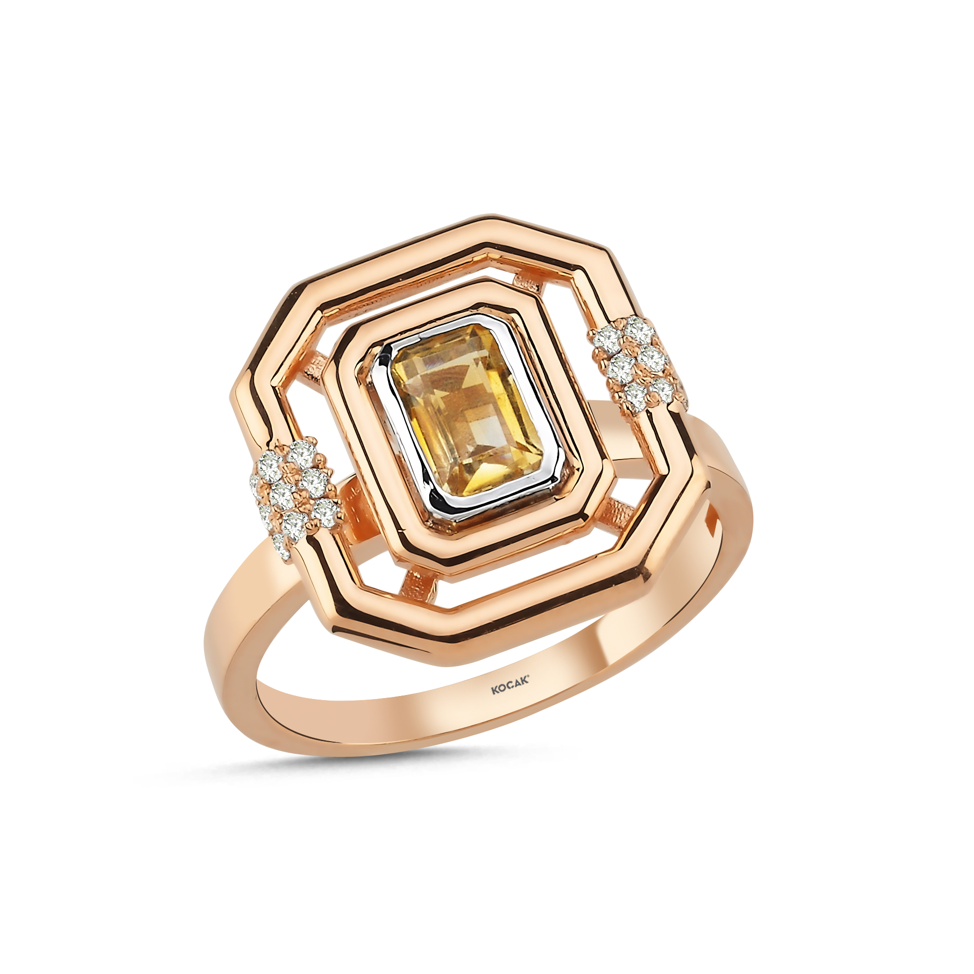 0.63 Karat Citrine Pırlanta Yüzük