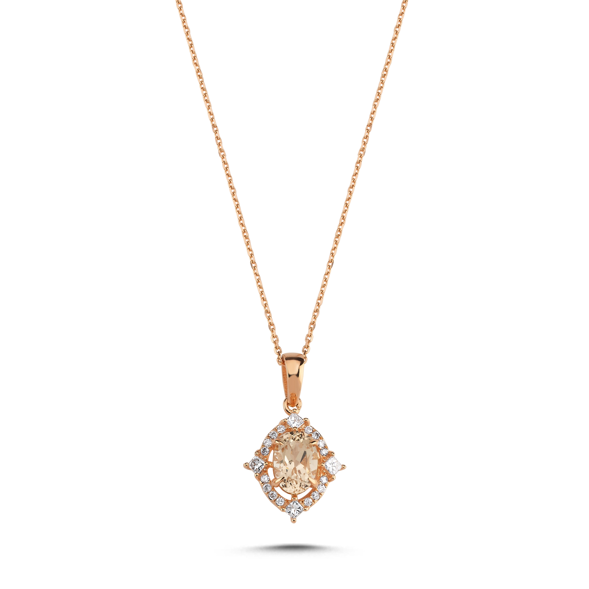 1.09 Karat Morganit Pırlanta Kolye