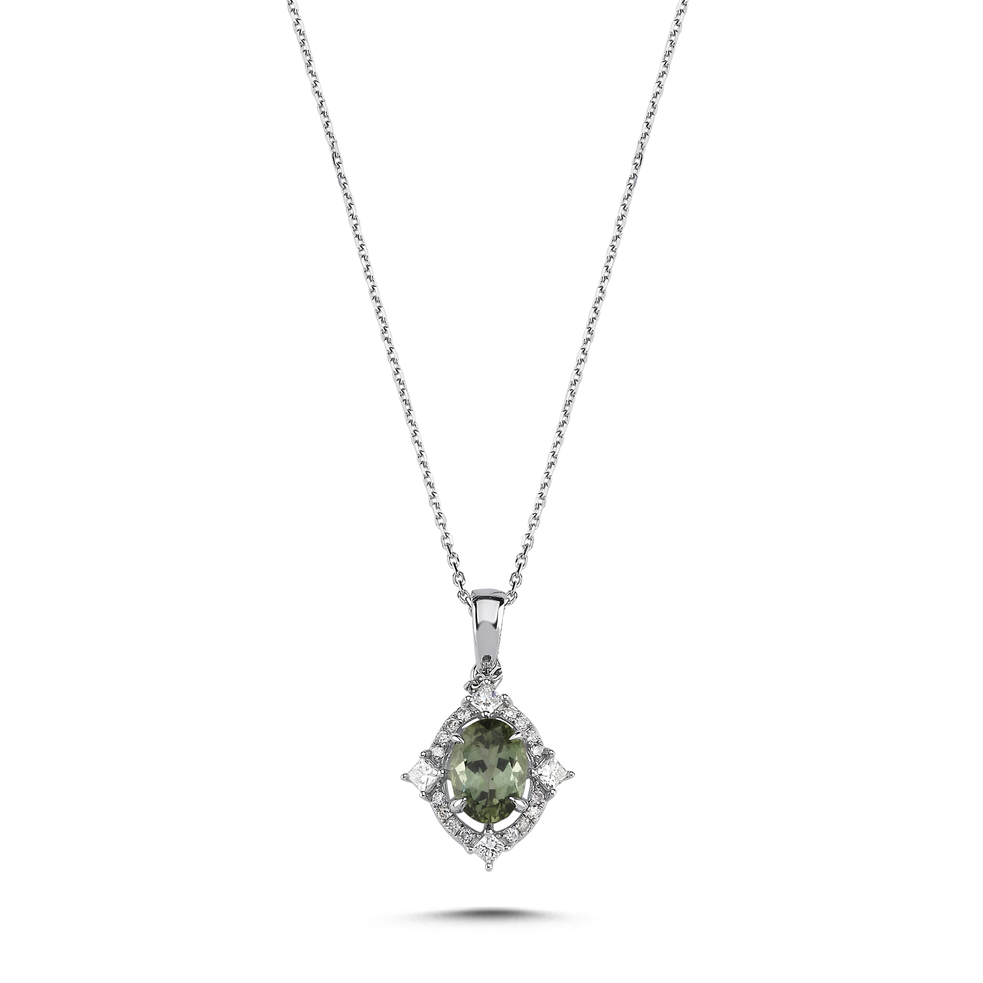 1.02 Karat Green Turmalin Pırlanta Kolye