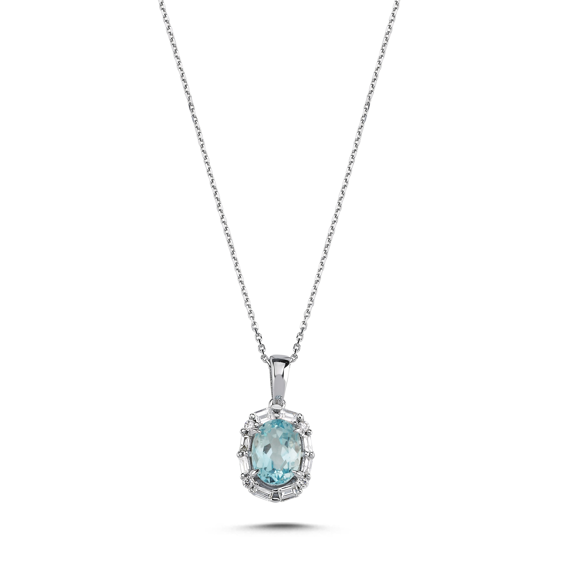 1.59 Karat Sky Topaz Pırlanta Kolye