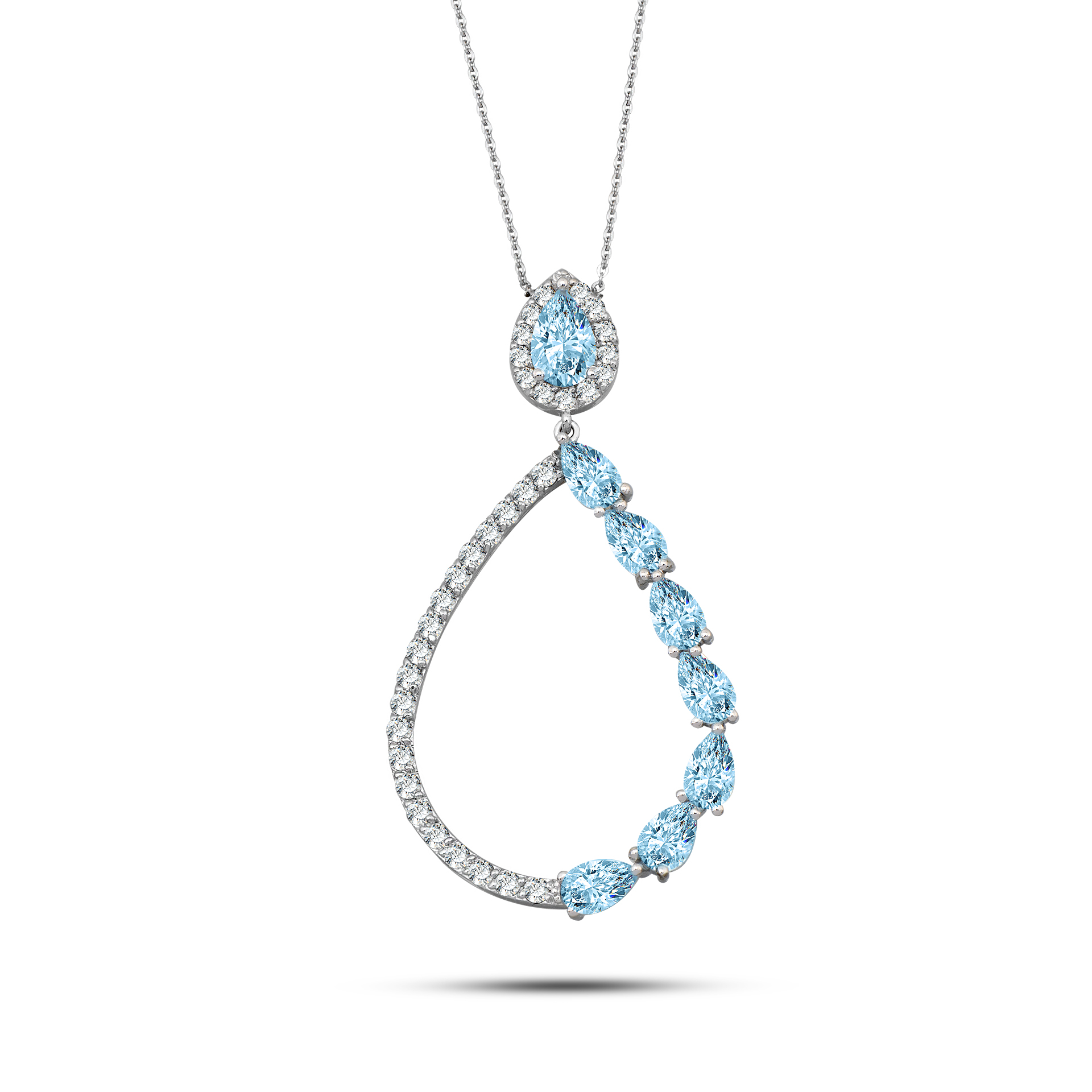 2.85 Karat Sky Blue Pırlanta Kolye