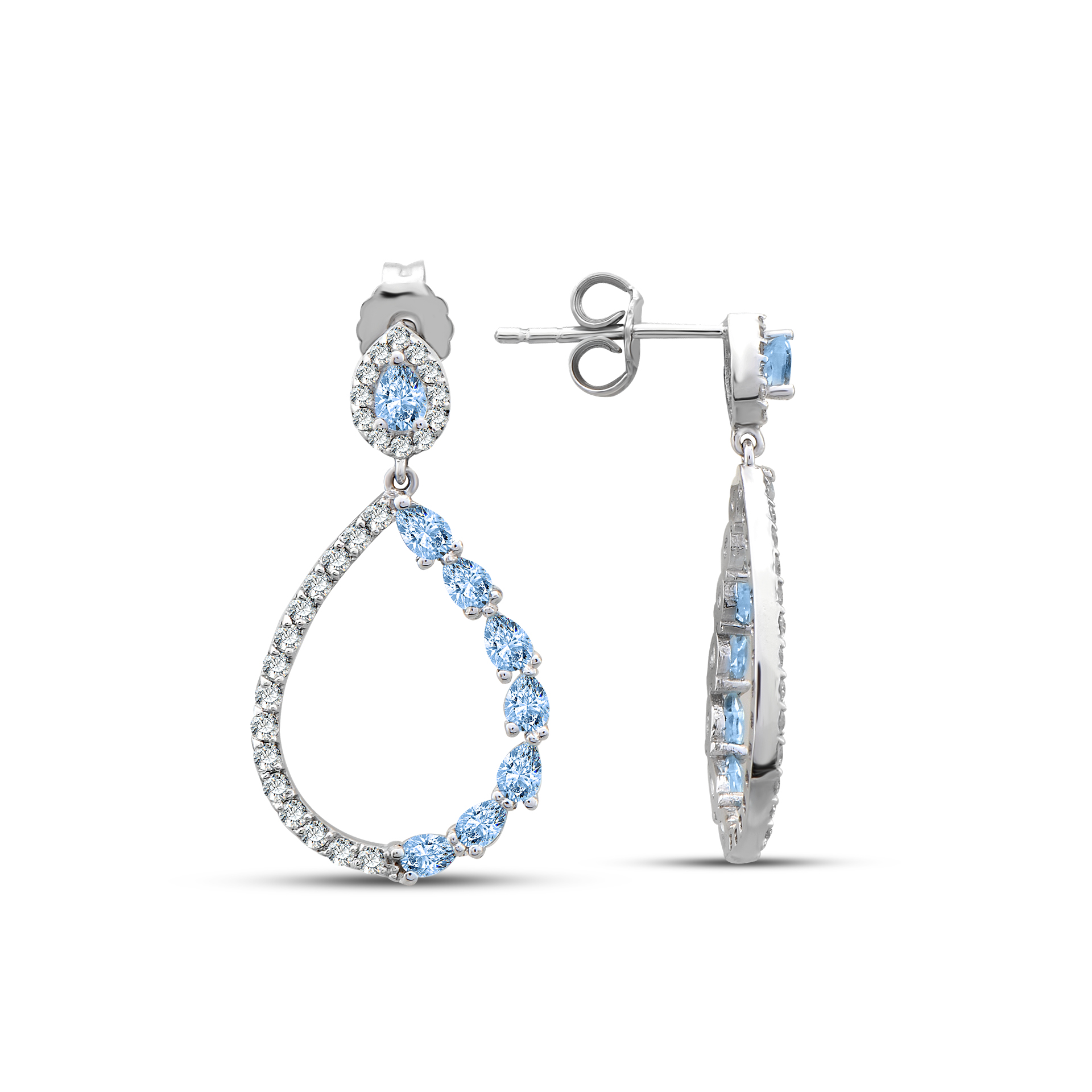1.98 Karat Sky Blue Pırlanta Küpe