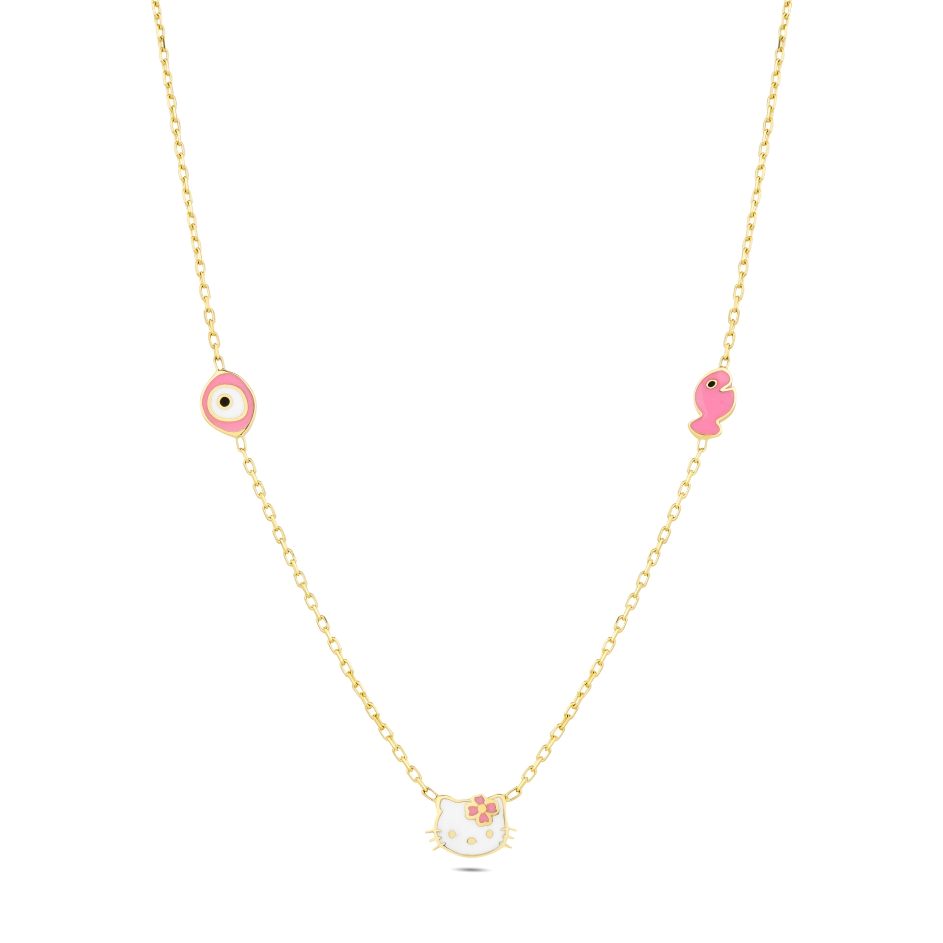 14 Ayar Pembe Hello Kitty Altın Kolye