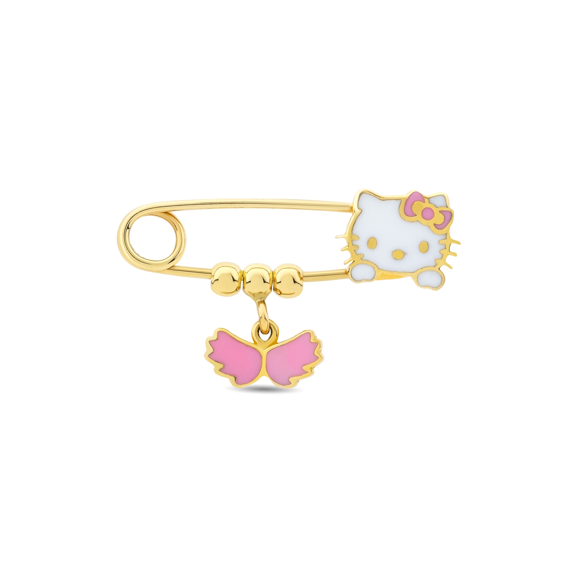 14 Ayar Melek Kanatlı Hello Kitty Tasarım Bebek İğnesi