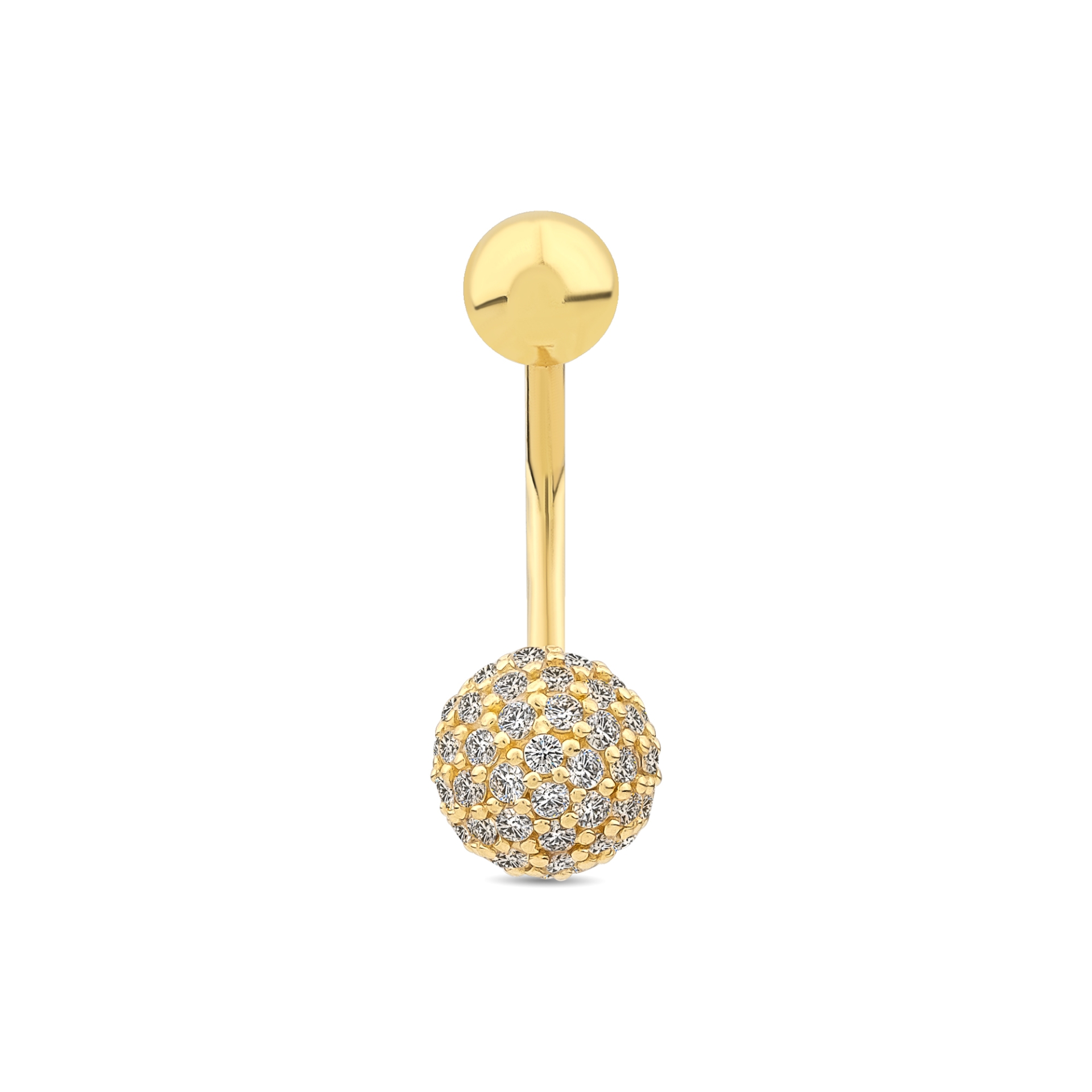 14 Ayar Altın Taşlı Tasarım Göbek Piercing