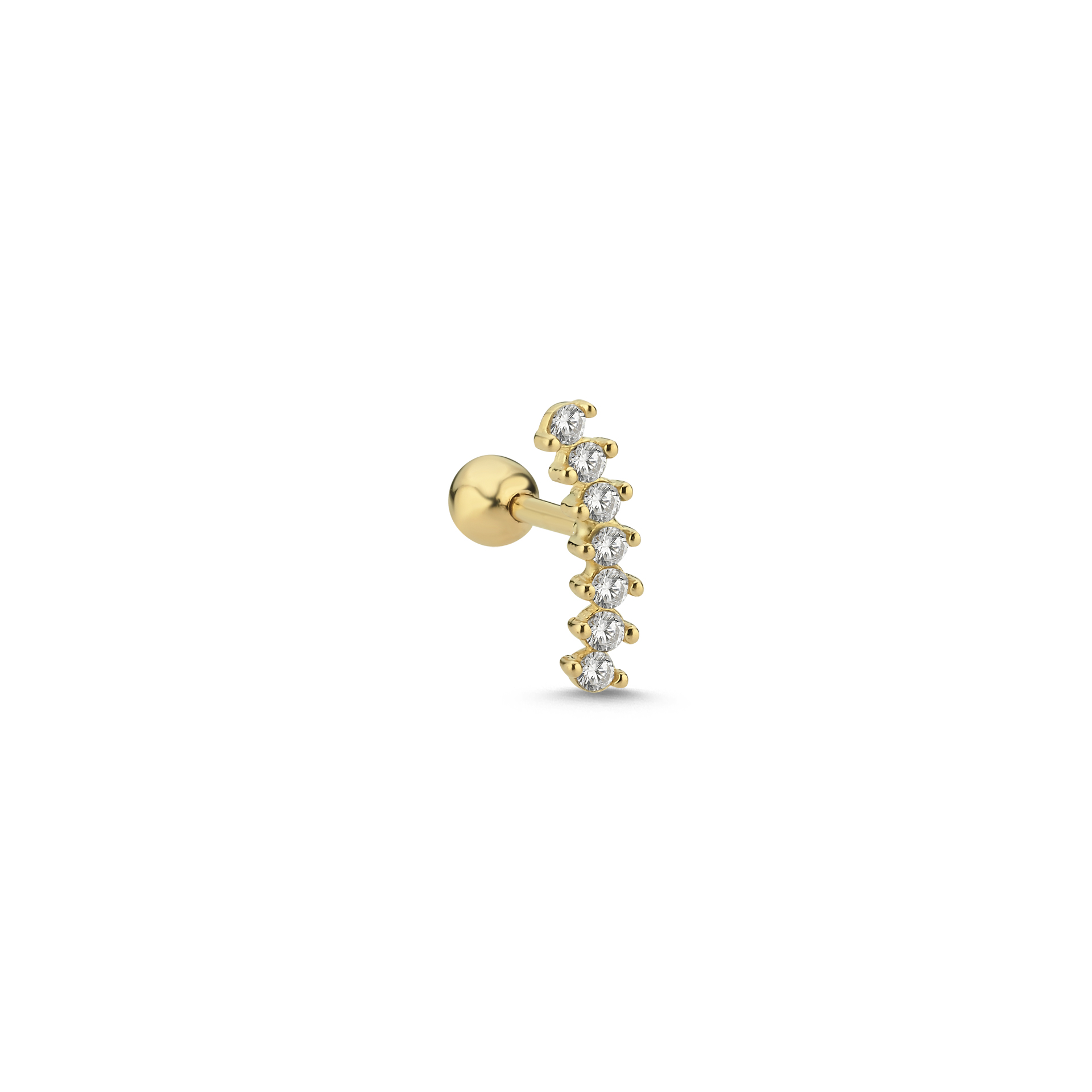 14 Ayar Altın Taşlı Tasarım Tragus Piercing
