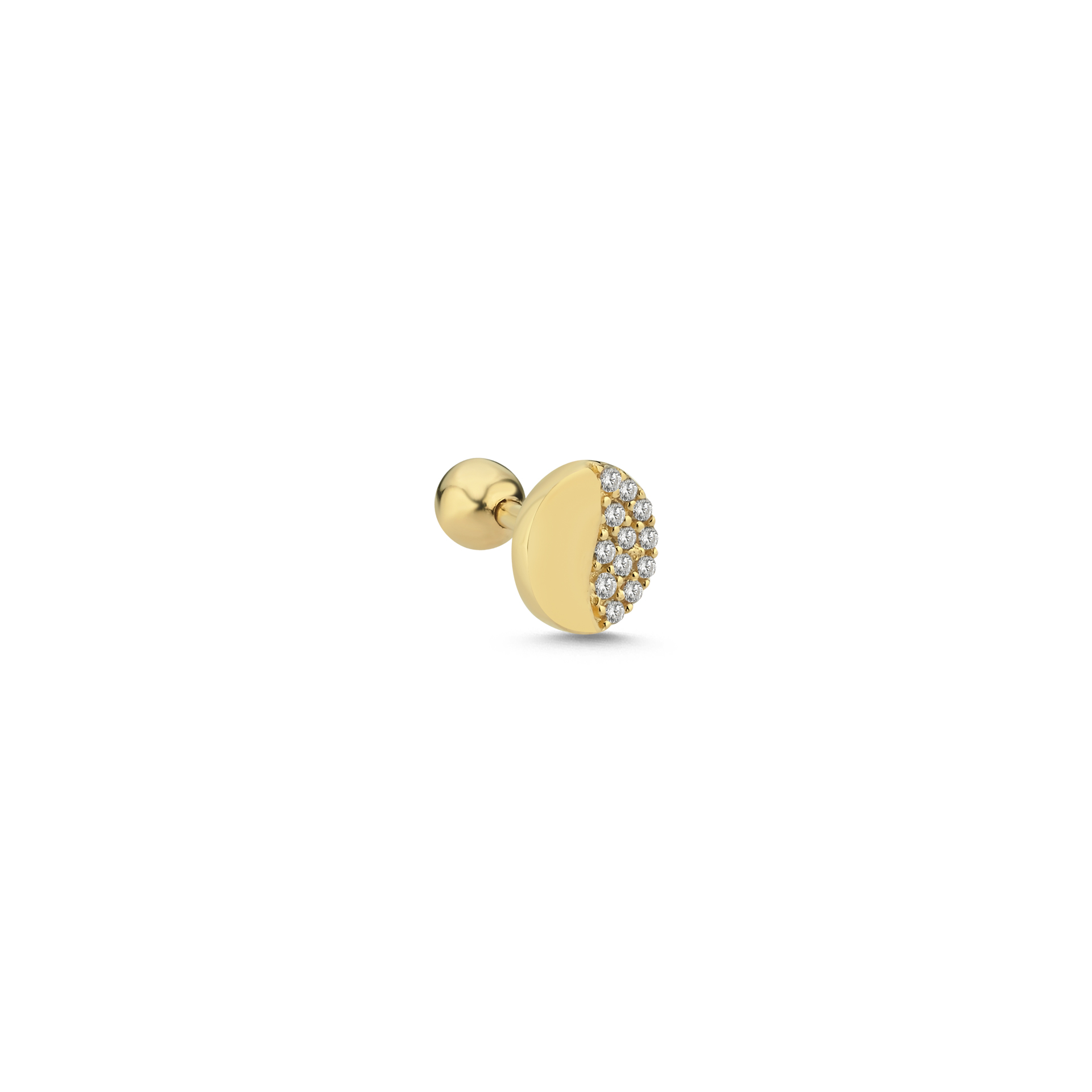 14 Ayar Altın Yuvarlak Tasarım Tragus Piercing