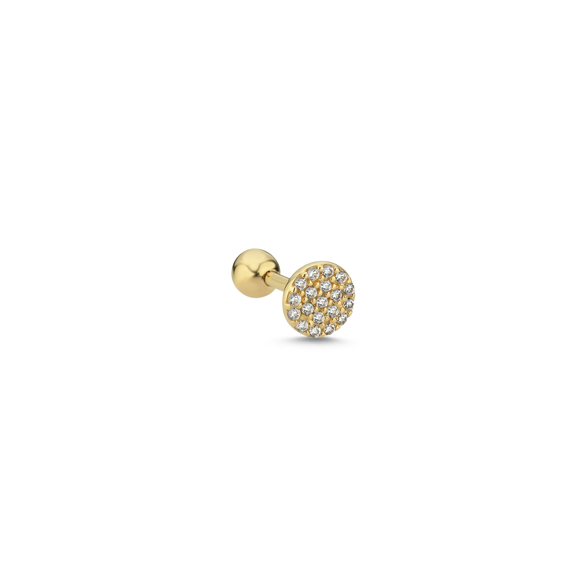14 Ayar Altın Yuvarlak Taşlı Tragus Piercing