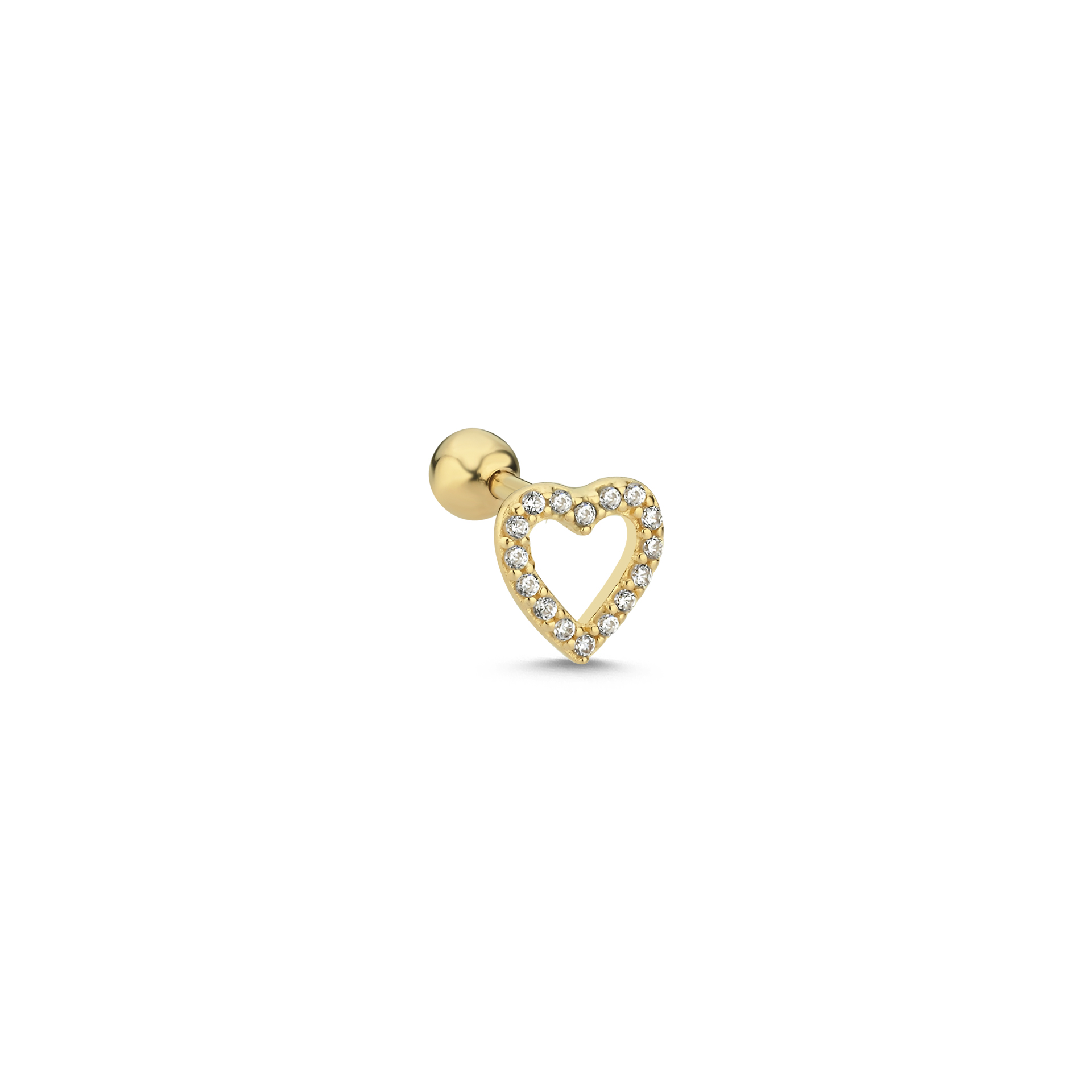 14 Ayar Altın Kalp Taşlı Tragus Piercing