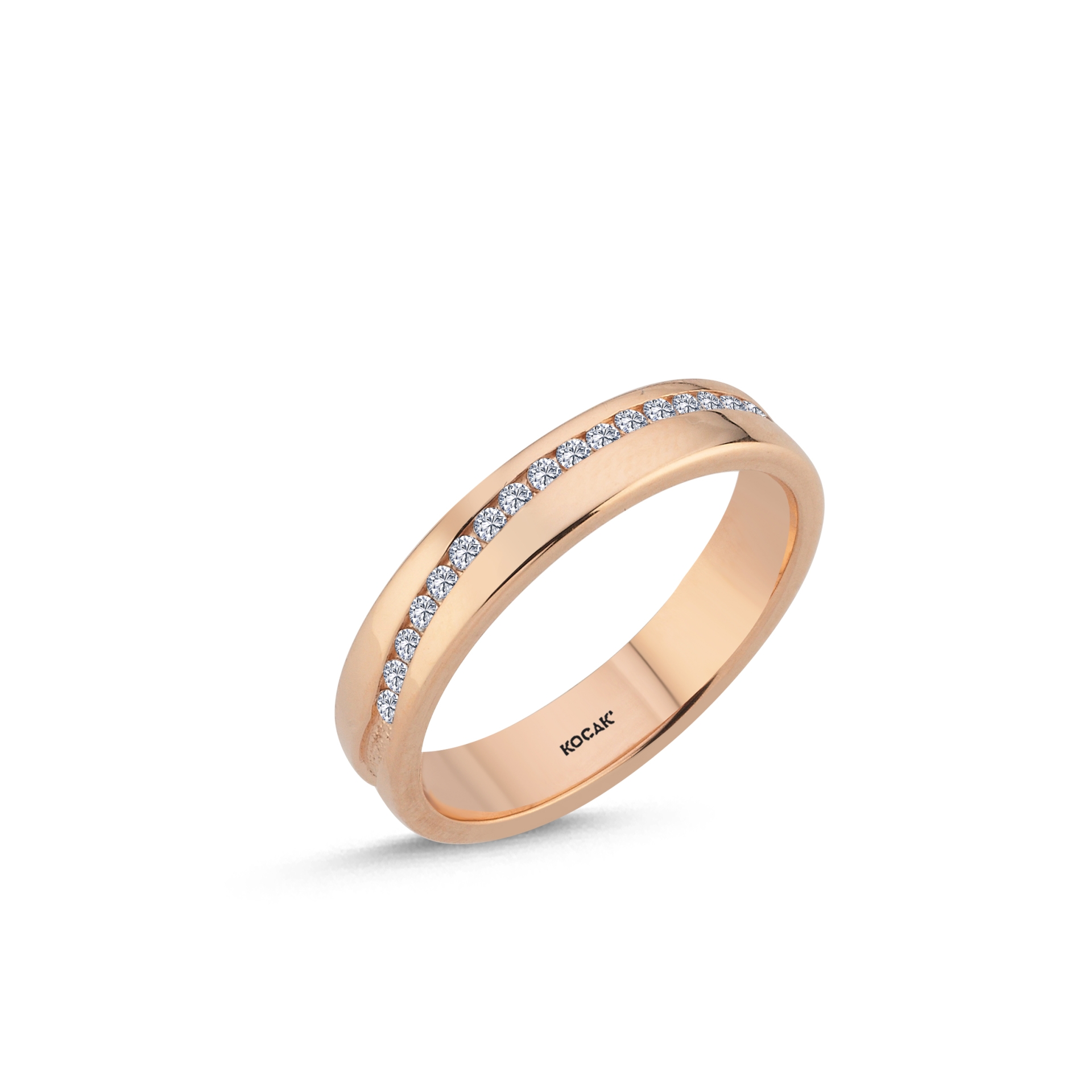 14 Ayar 3mm Rose Altın Taşlı Alyans