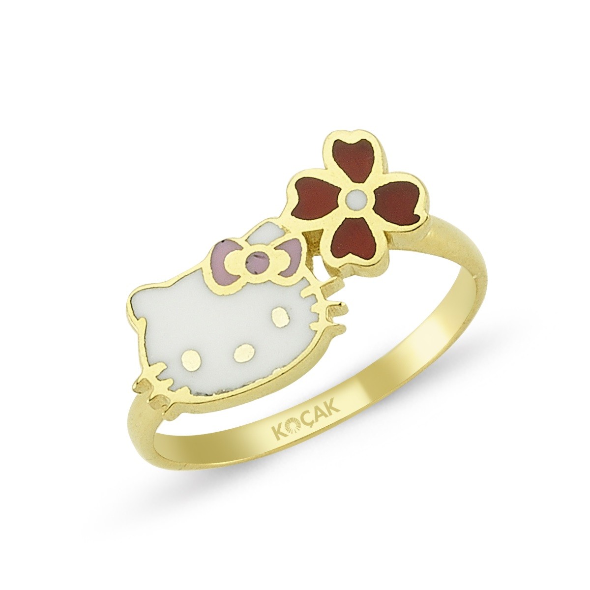 14 Ayar Sarı Altın Hello Kitty Yüzük