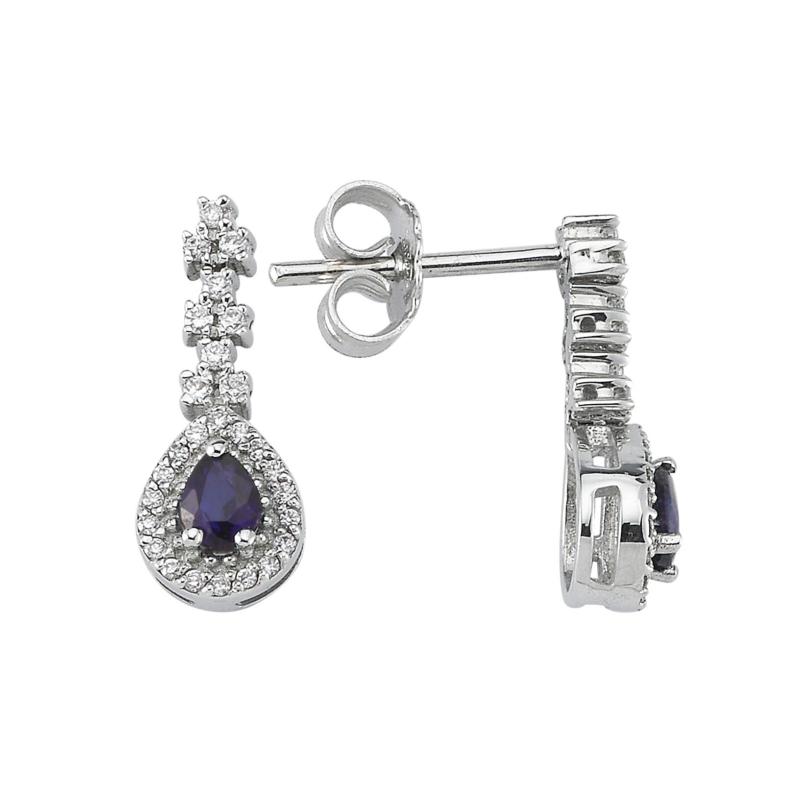 0.60 Karat Pırlanta Safir Küpe