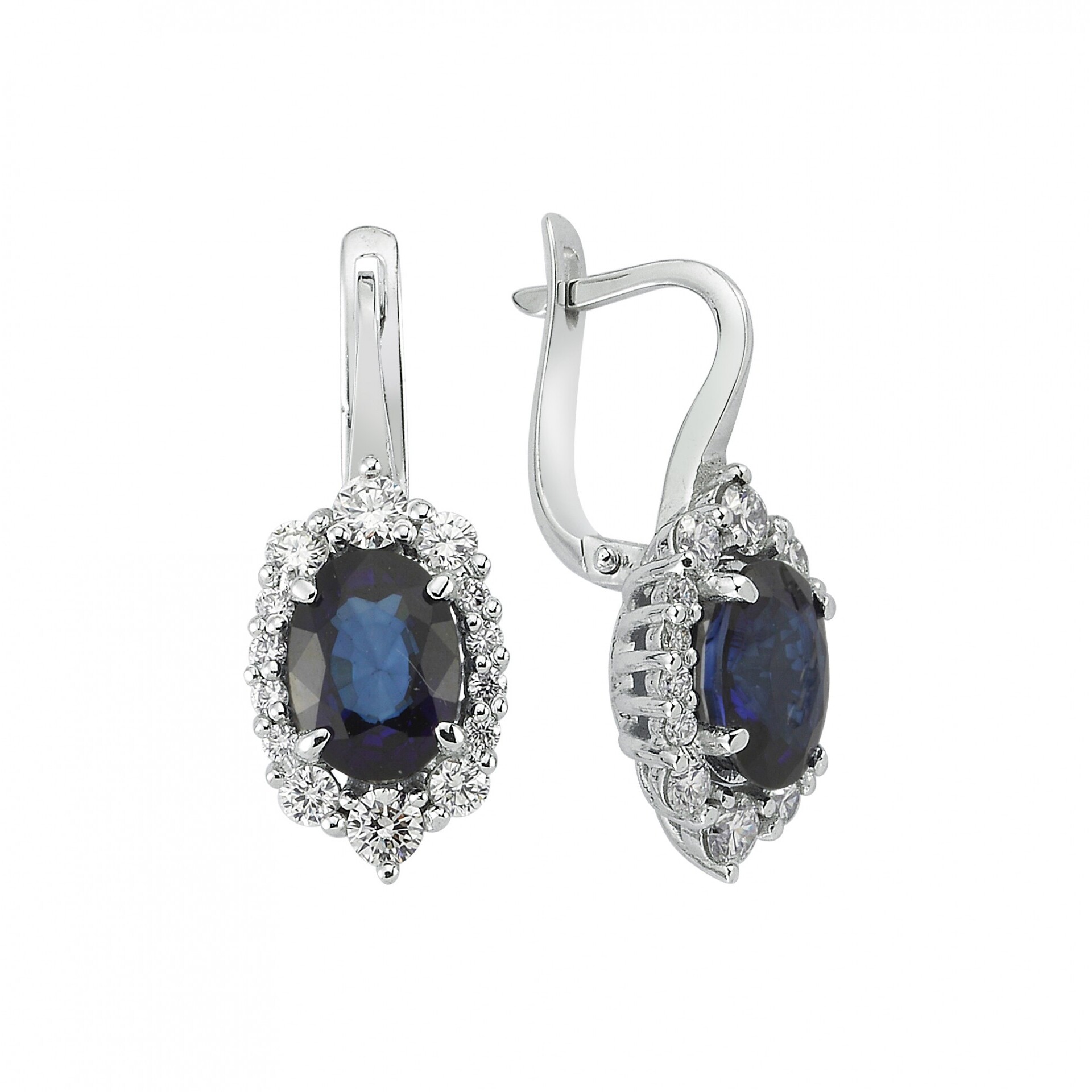 4.12 Karat Pırlanta Safir Küpe