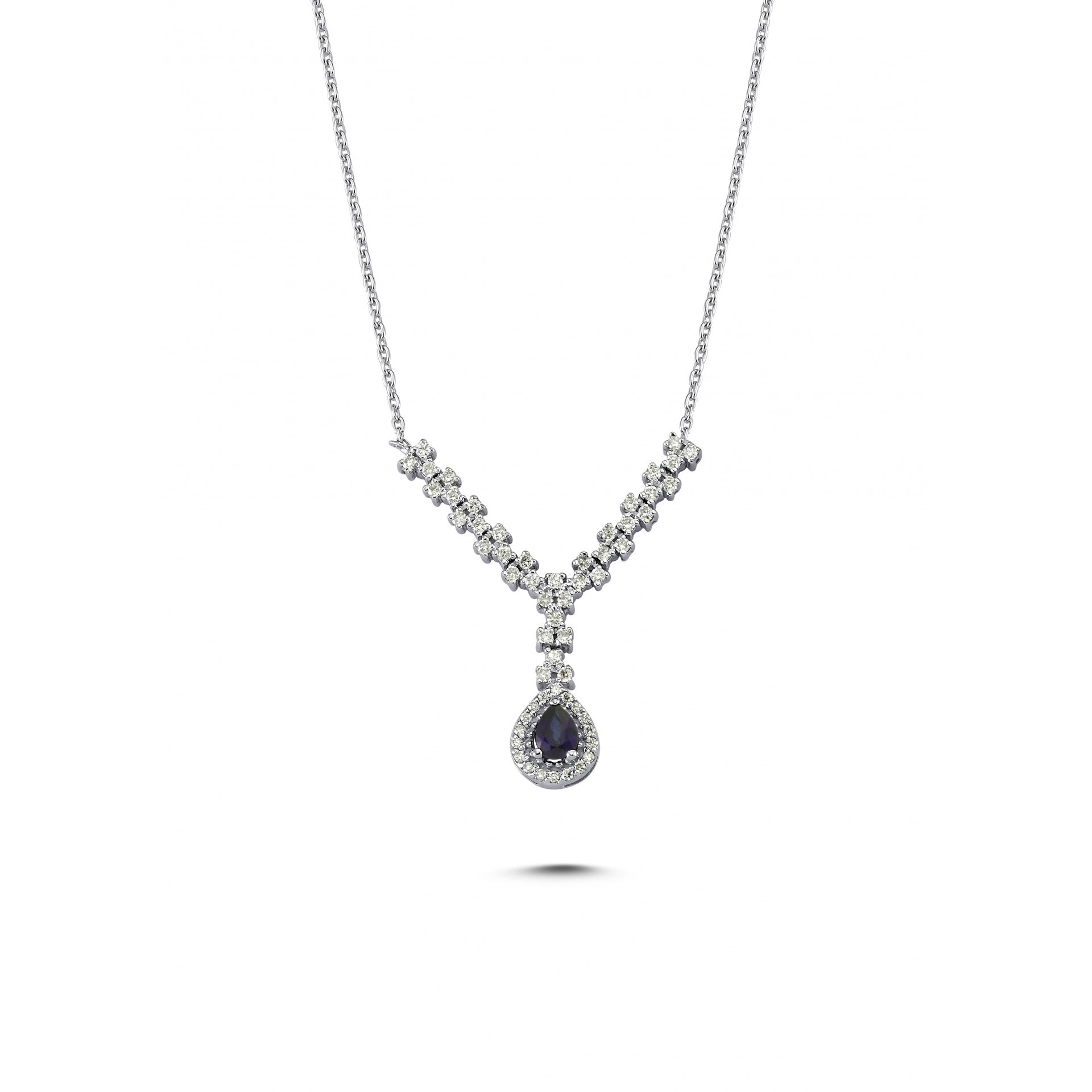 0.48 Karat Pırlanta Safir Kolye