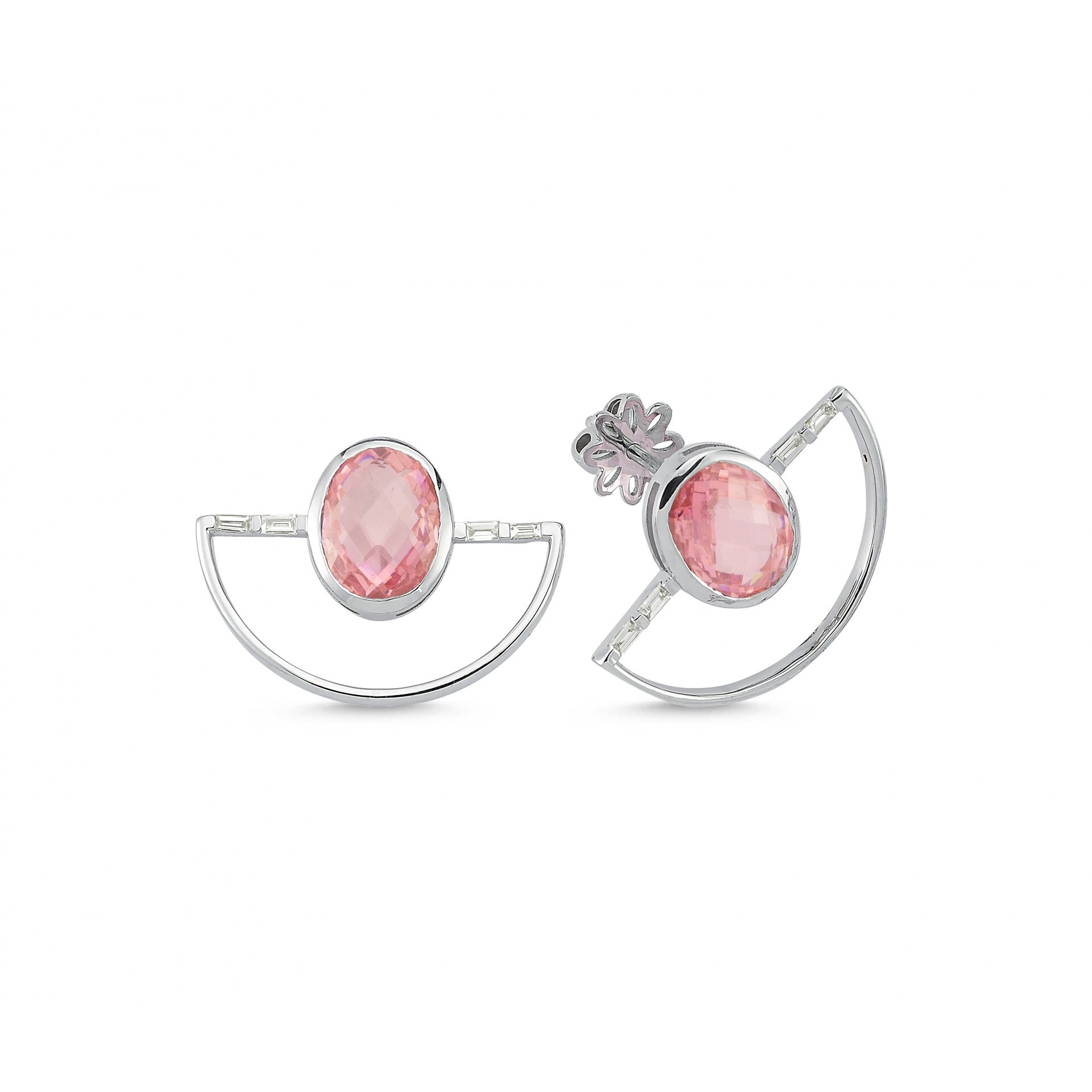 5.94 Pembe Kuvars Pırlanta Küpe