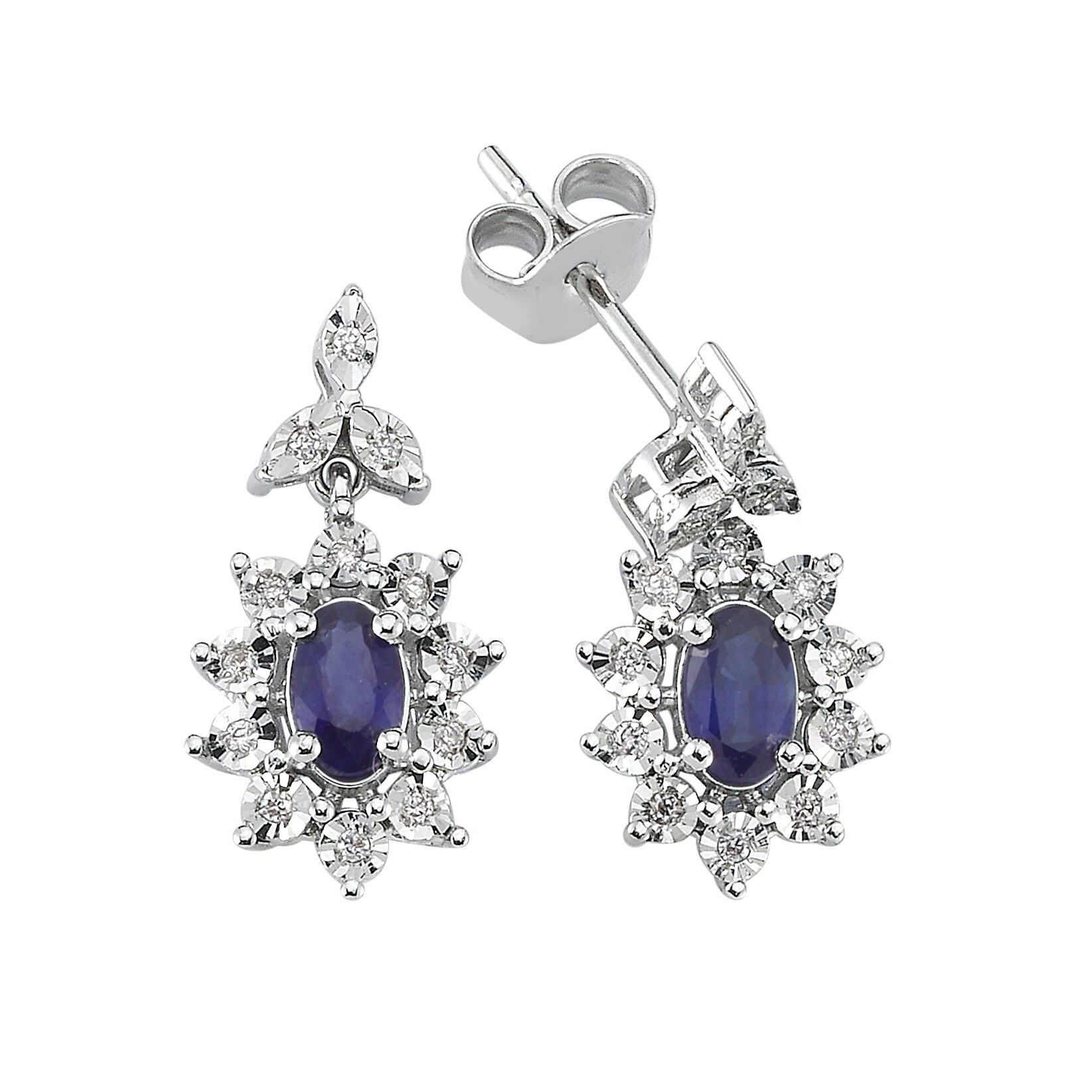 0.70 Karat Safir Pırlanta Küpe