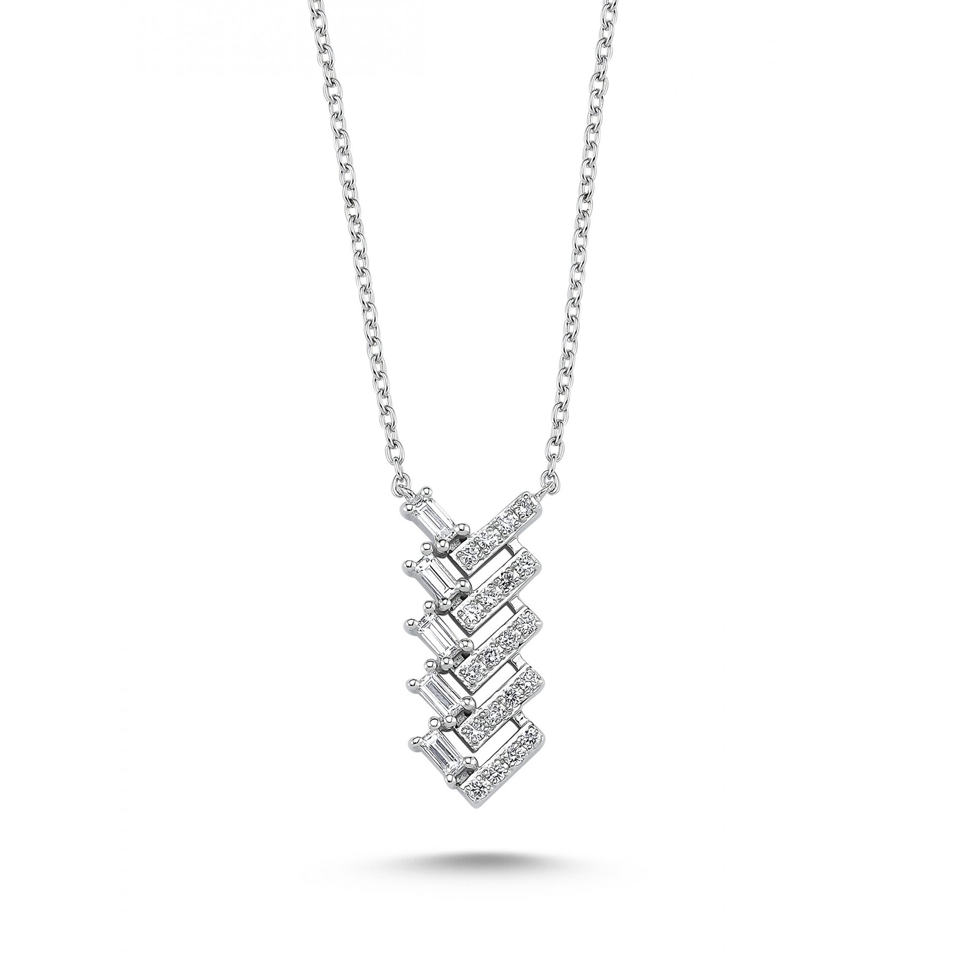 0.34 Karat Baget Taşlı Pırlanta Kolye