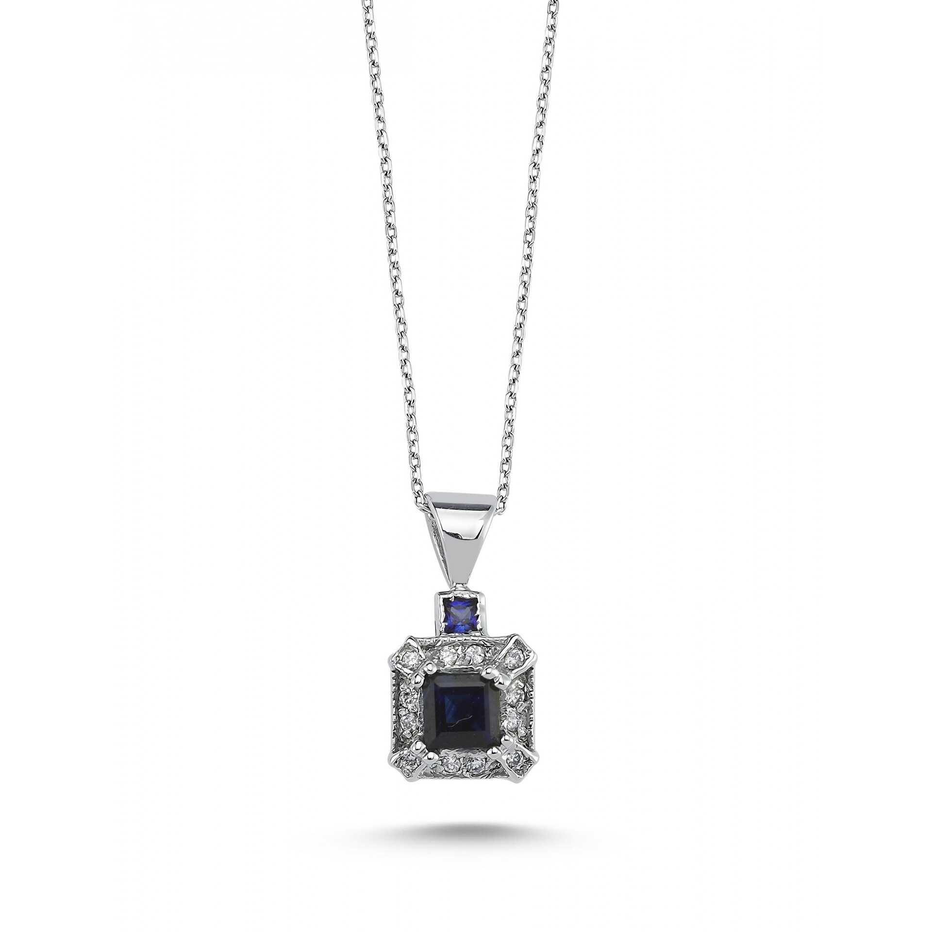 0.84 Karat Pırlanta Safir Kolye