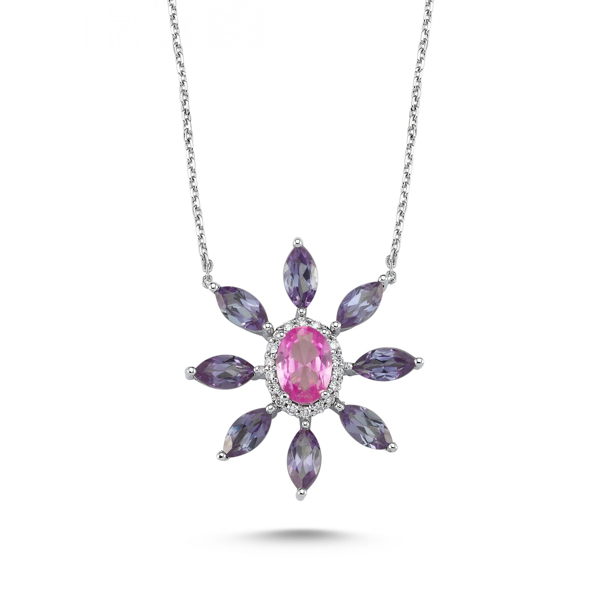 3.85 Karat Pırlanta Safir Alexandrit Kolye