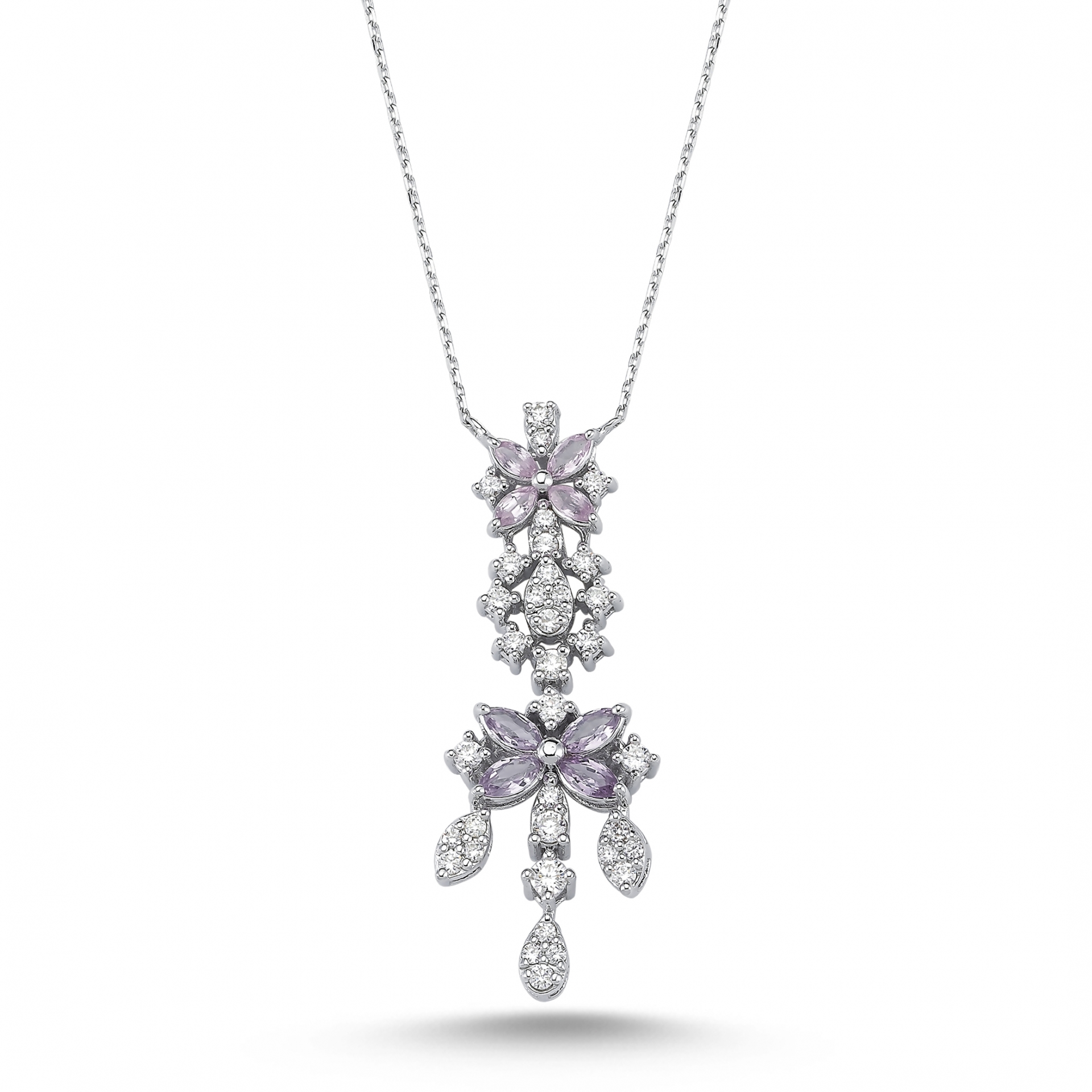 1.05 Karat Pink Safir Pırlanta Kolye