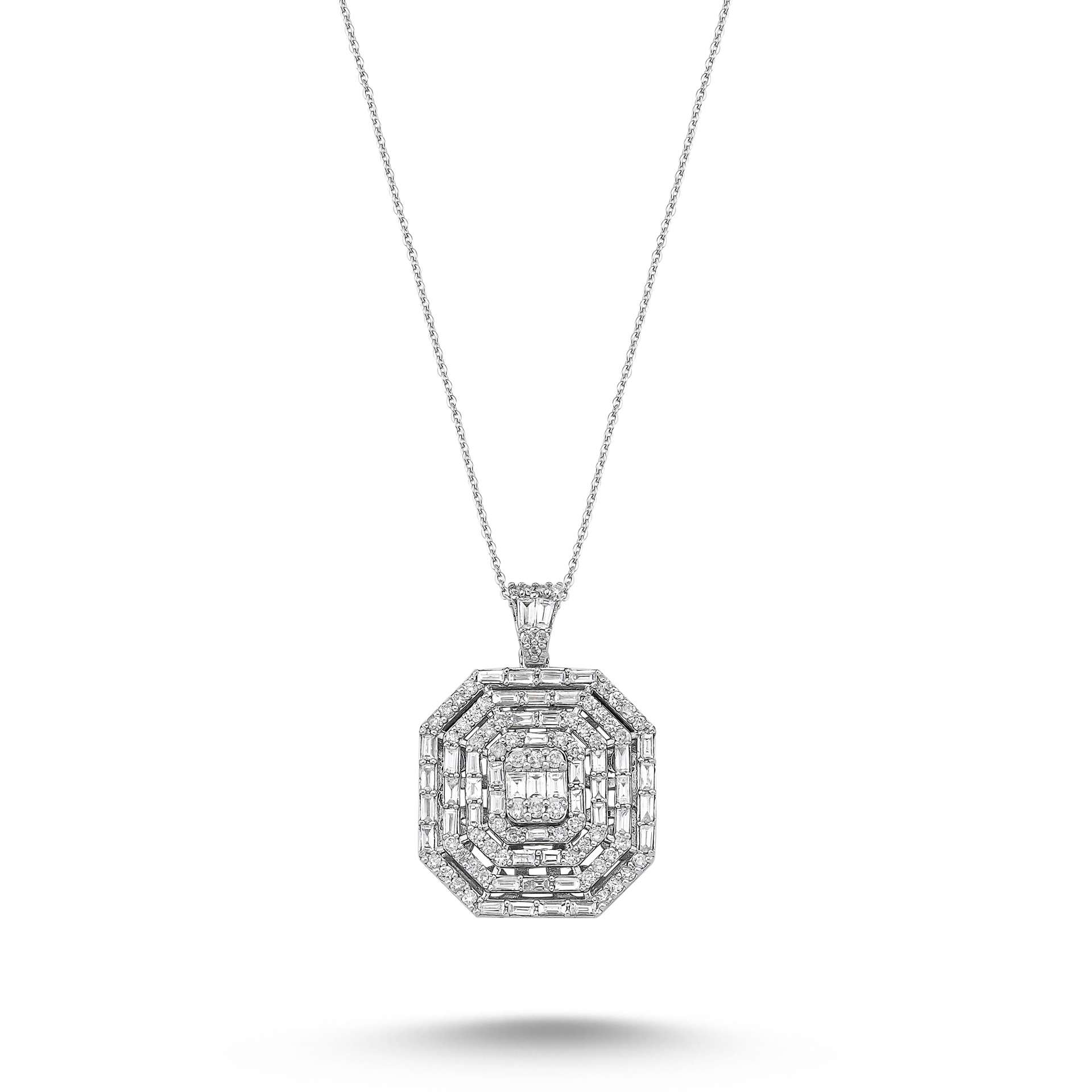0.91 Karat Baget Taşlı Pırlanta Kolye