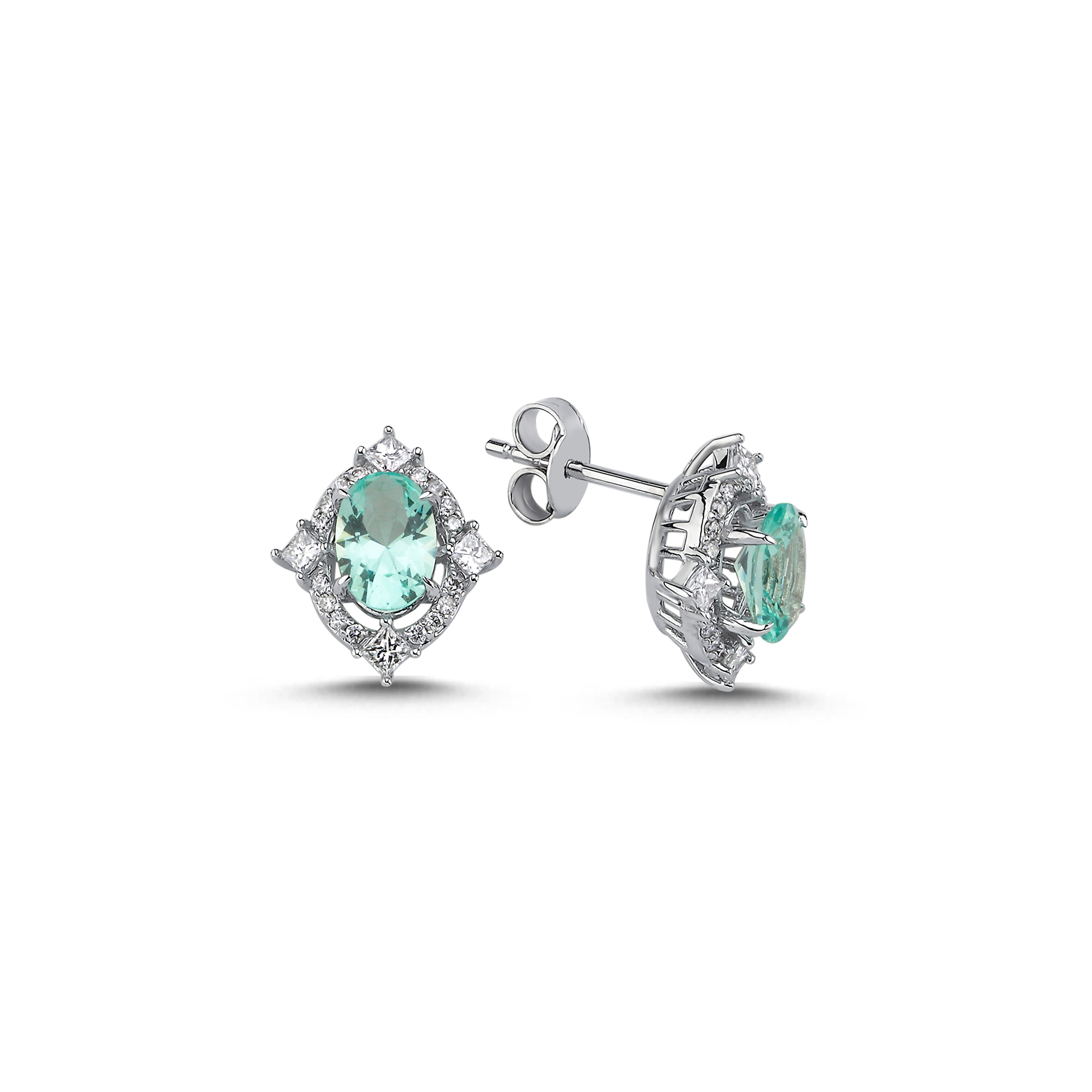 1.82 Karat Paraiba Pırlanta Küpe