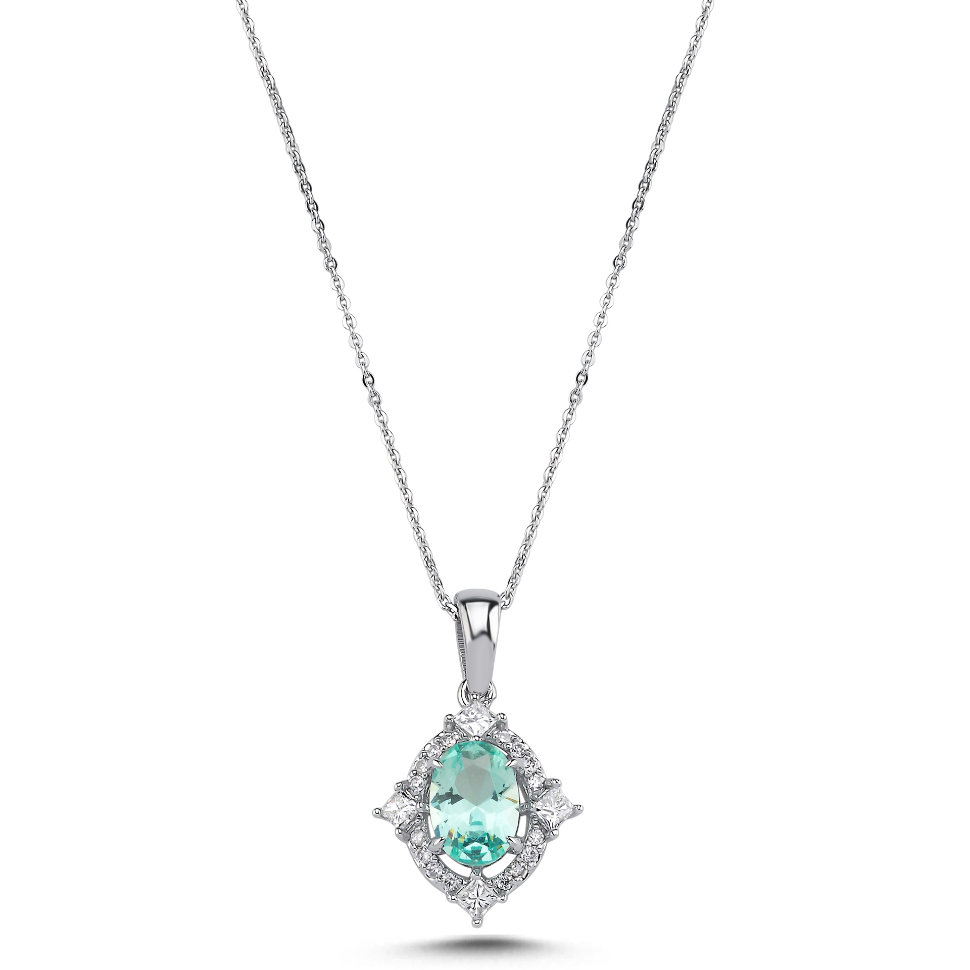 0.90 Karat Paraiba Pırlanta Kolye
