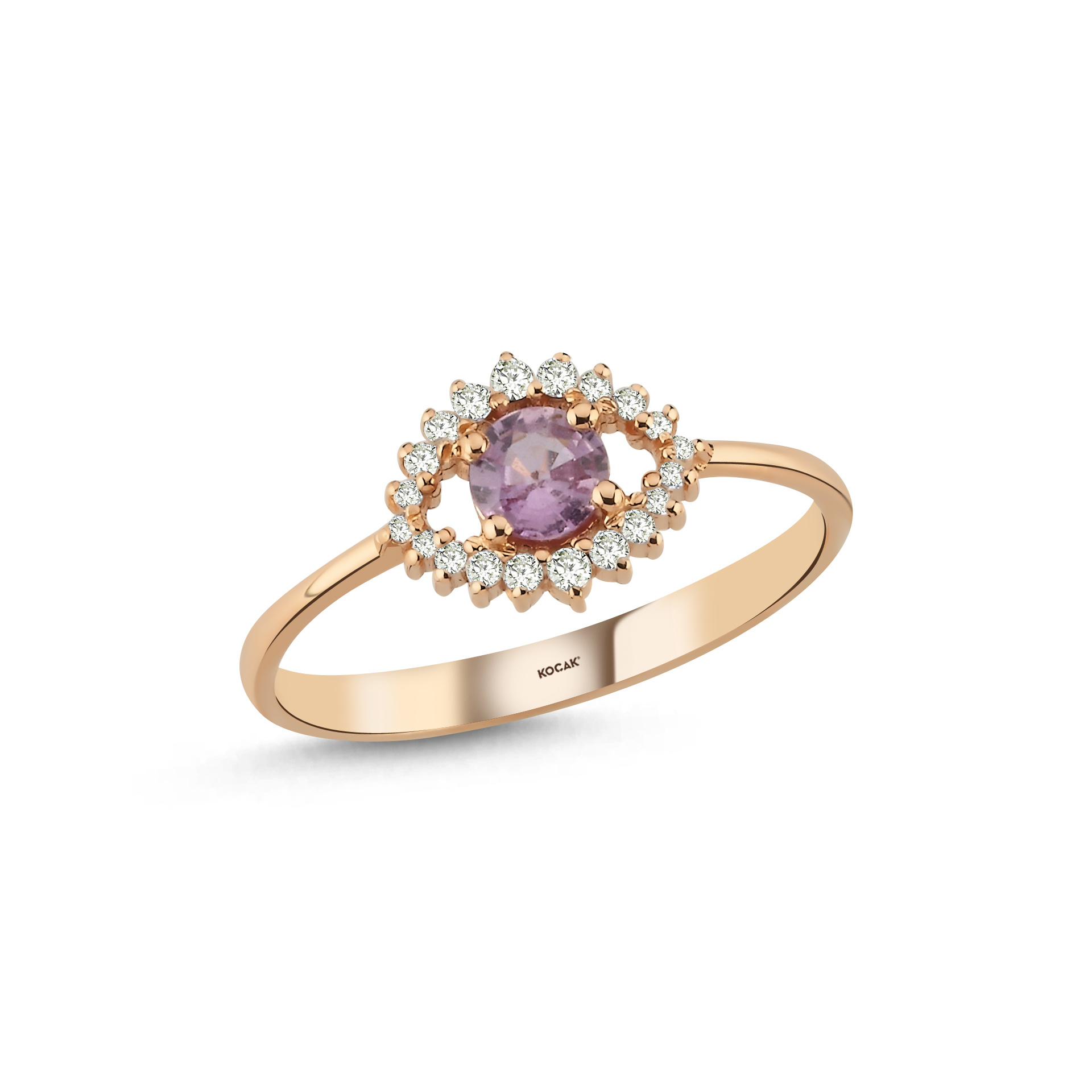0.41 Karat Pembe Safir Pırlanta Yüzük