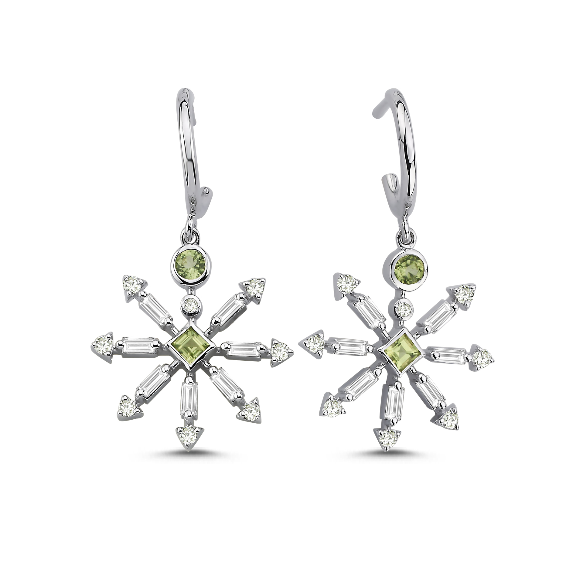 1.10 Karat Peridot Pırlanta Küpe