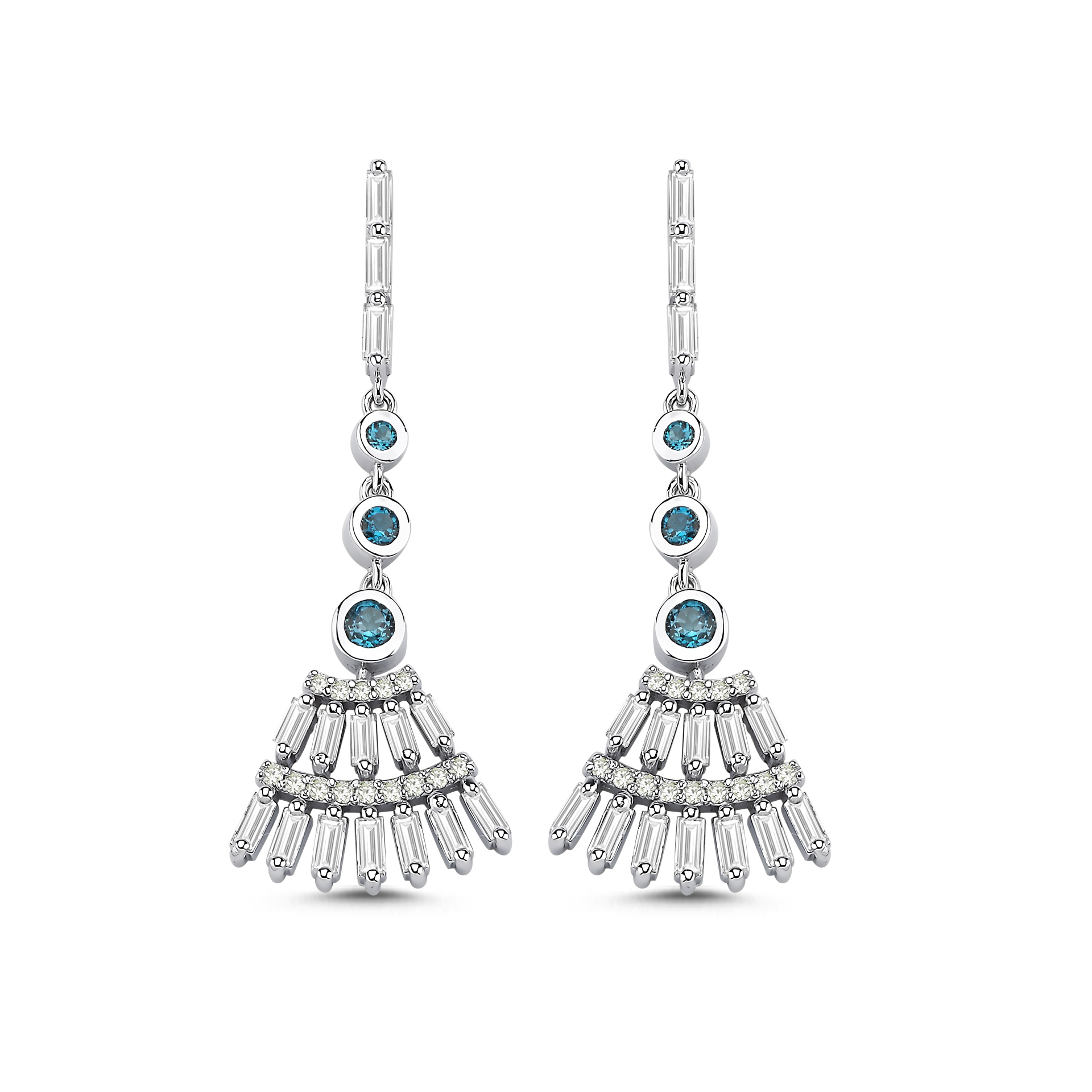 1.27 Karat London Topaz Pırlanta Küpe