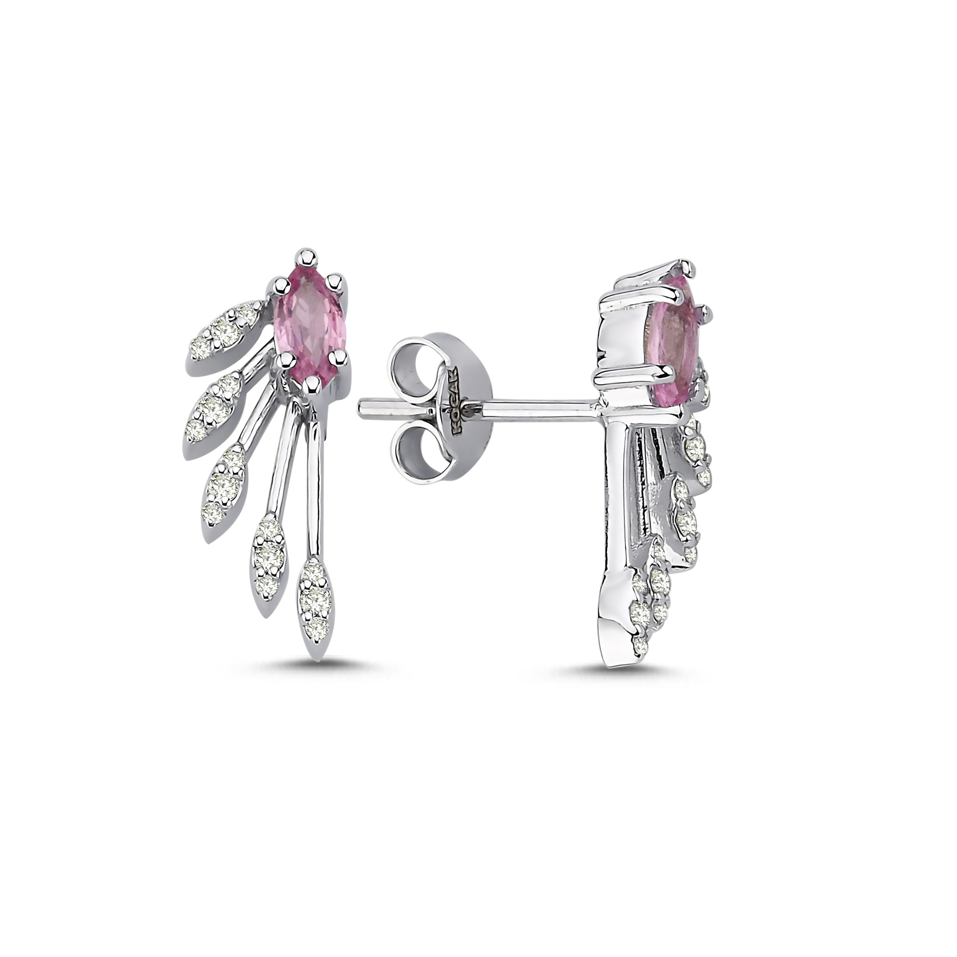 0.66 Karat Pembe Safir Pırlanta Küpe