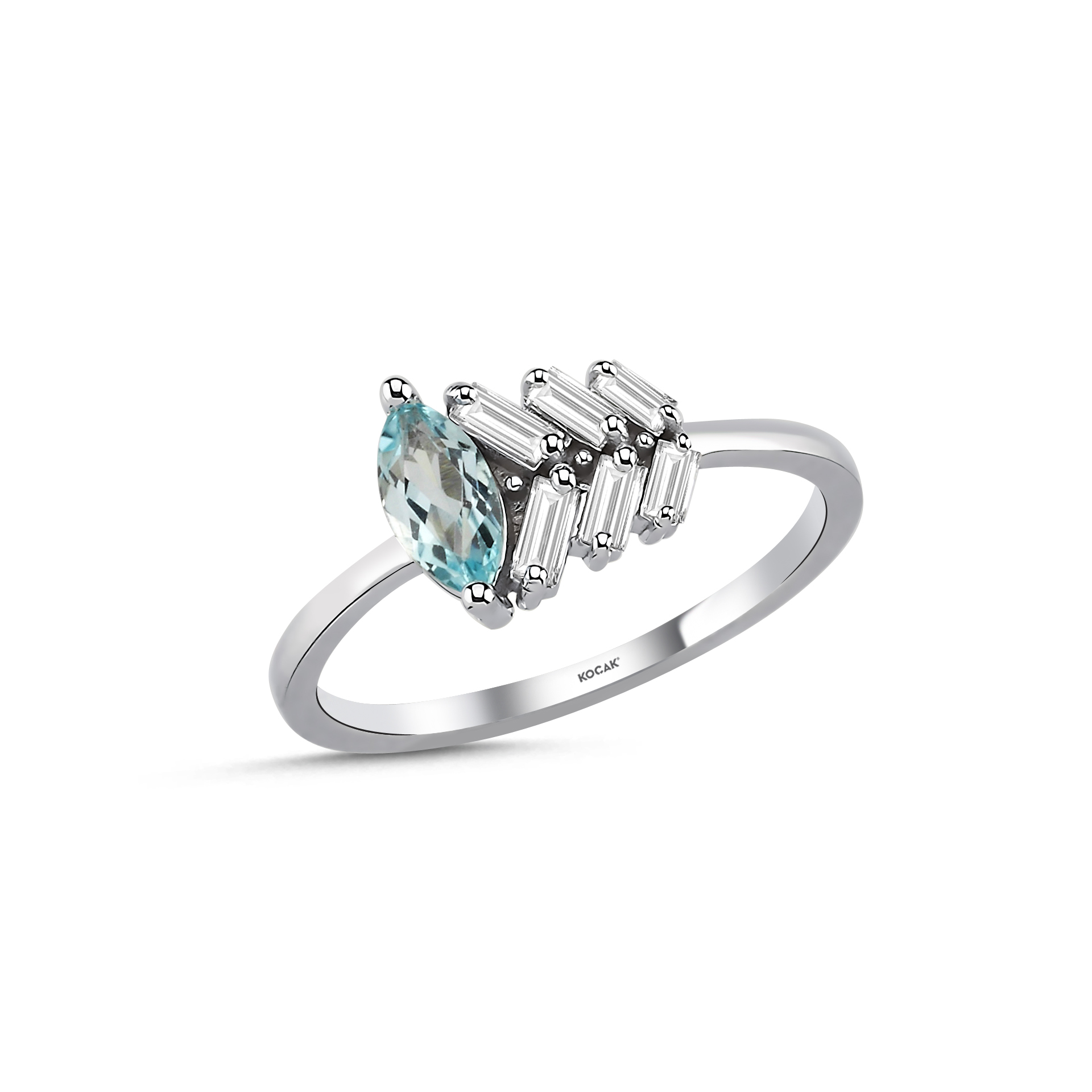 0.48 Karat Blue Topaz Pırlanta Yüzük