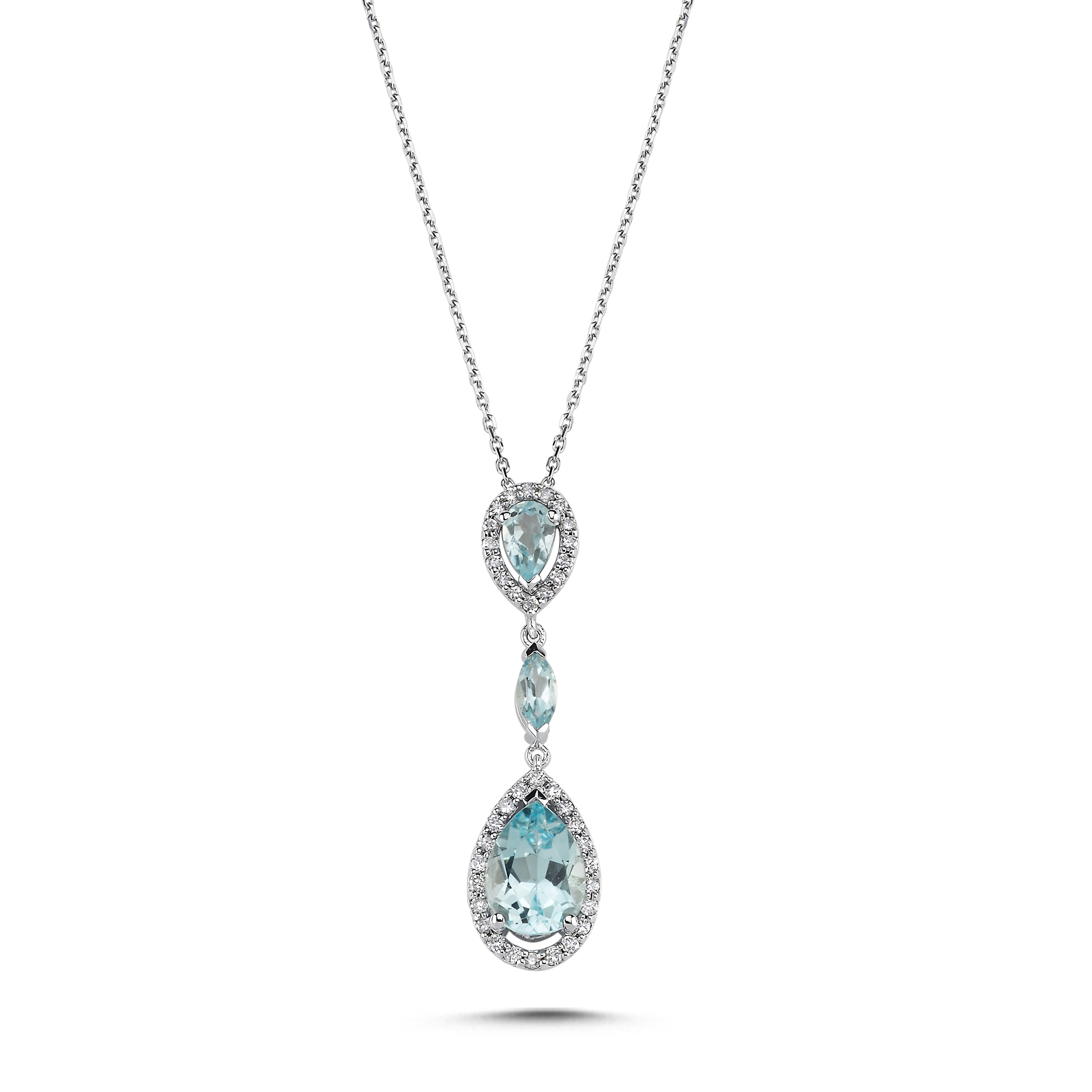 2.06 Karat Sky Topaz Pırlanta Kolye