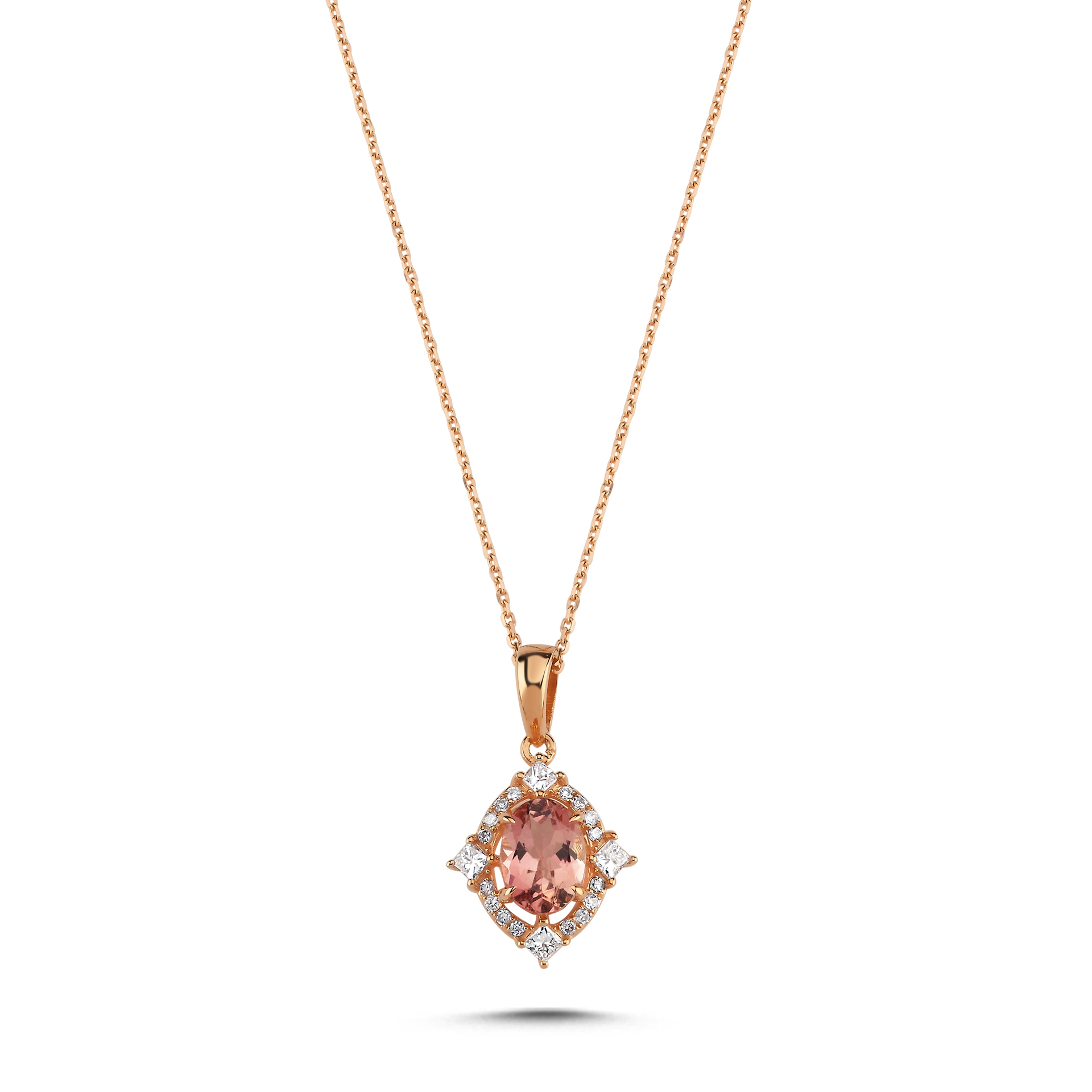 1.20 Karat Pink Turmalin Pırlanta Kolye