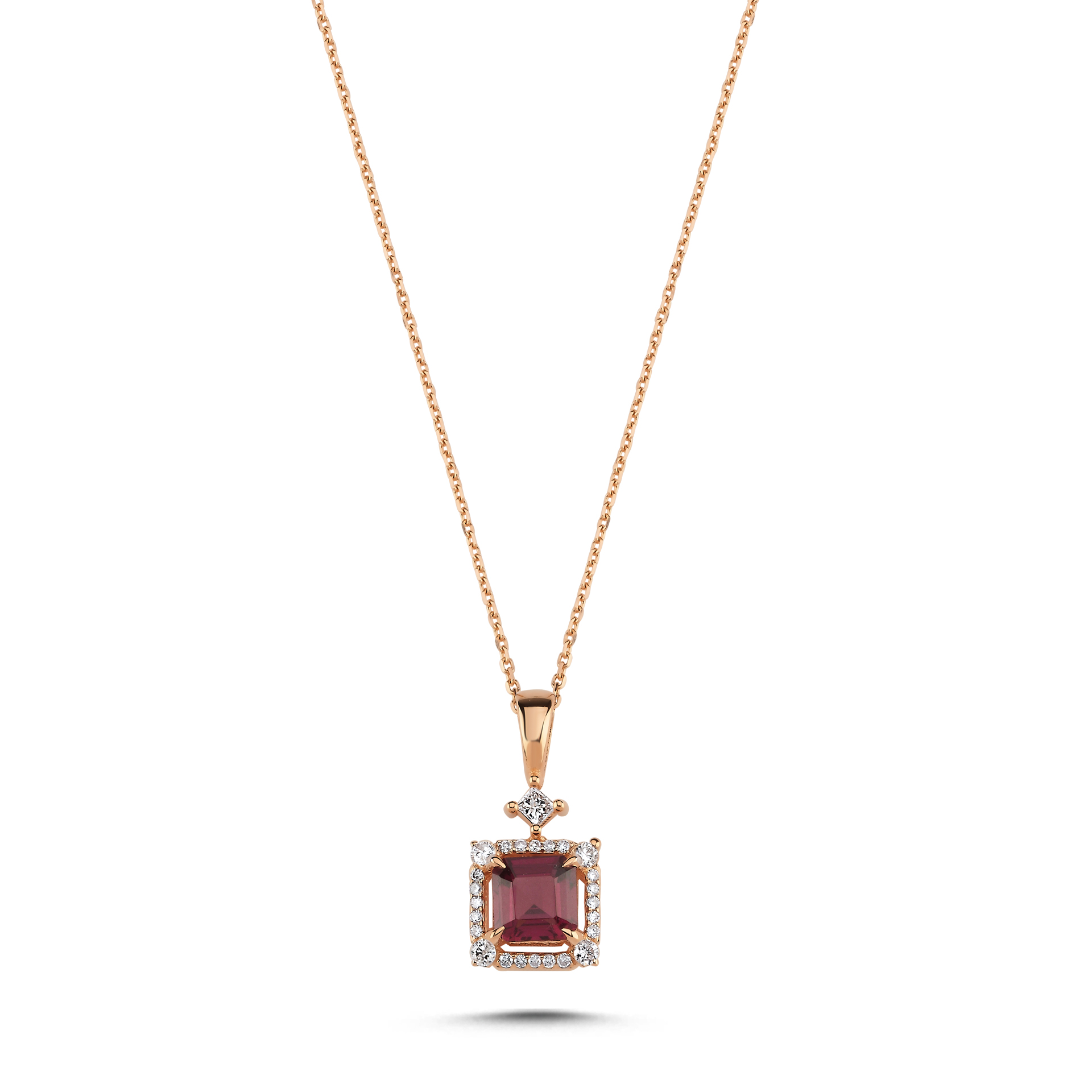 0.97 Karat Rhodolite Pırlanta Kolye