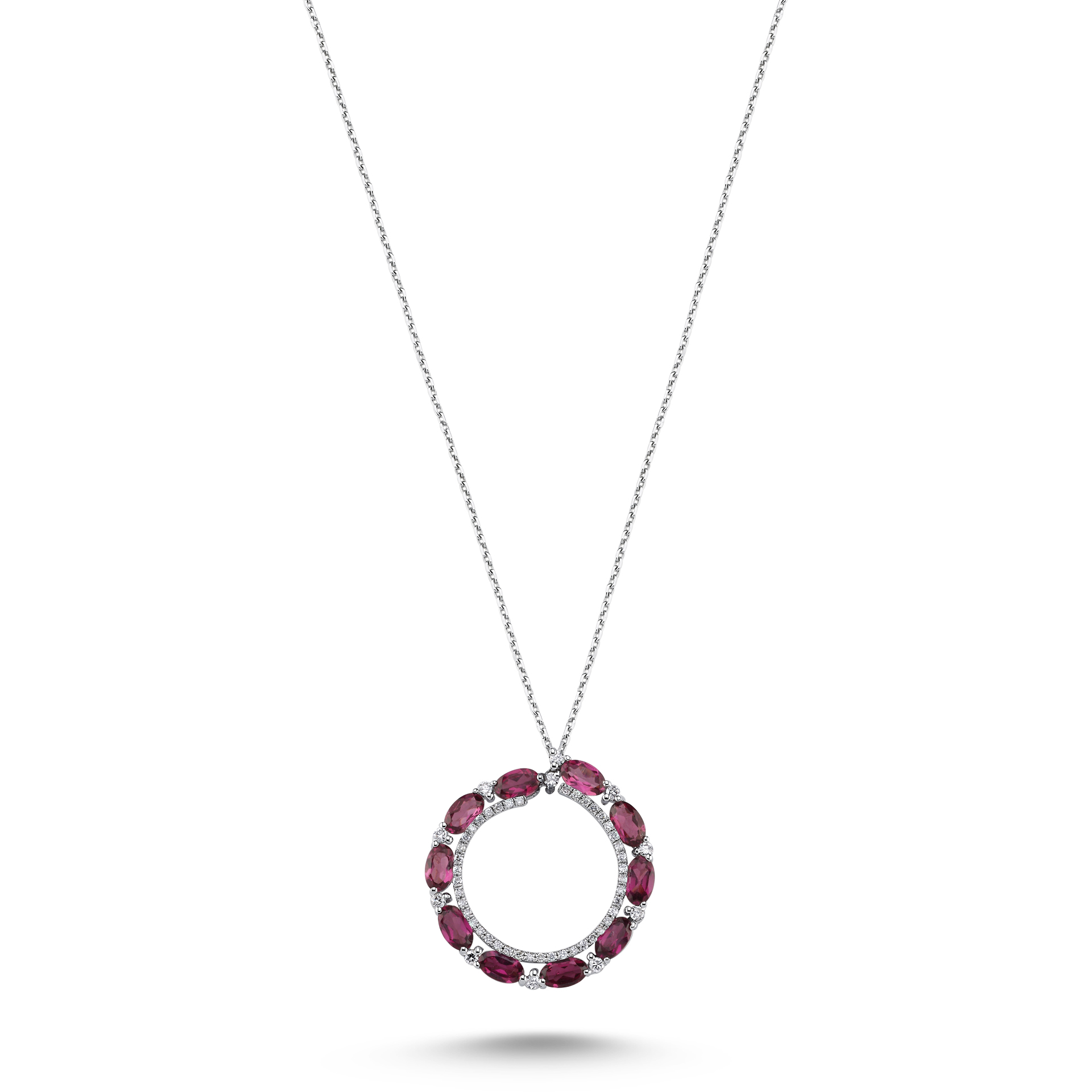 3.02 Karat Pırlanta Rhodolite Kolye