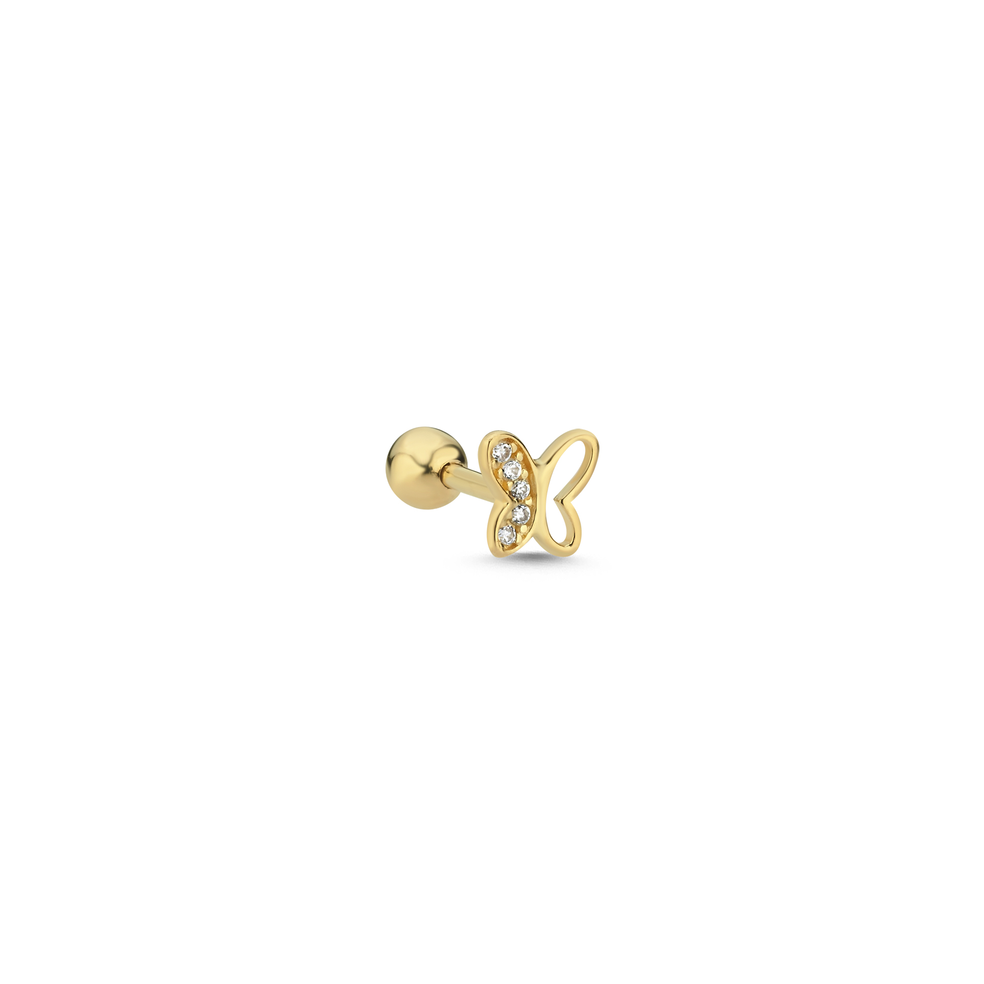 14 Ayar Altın Kelebek Tragus Piercing