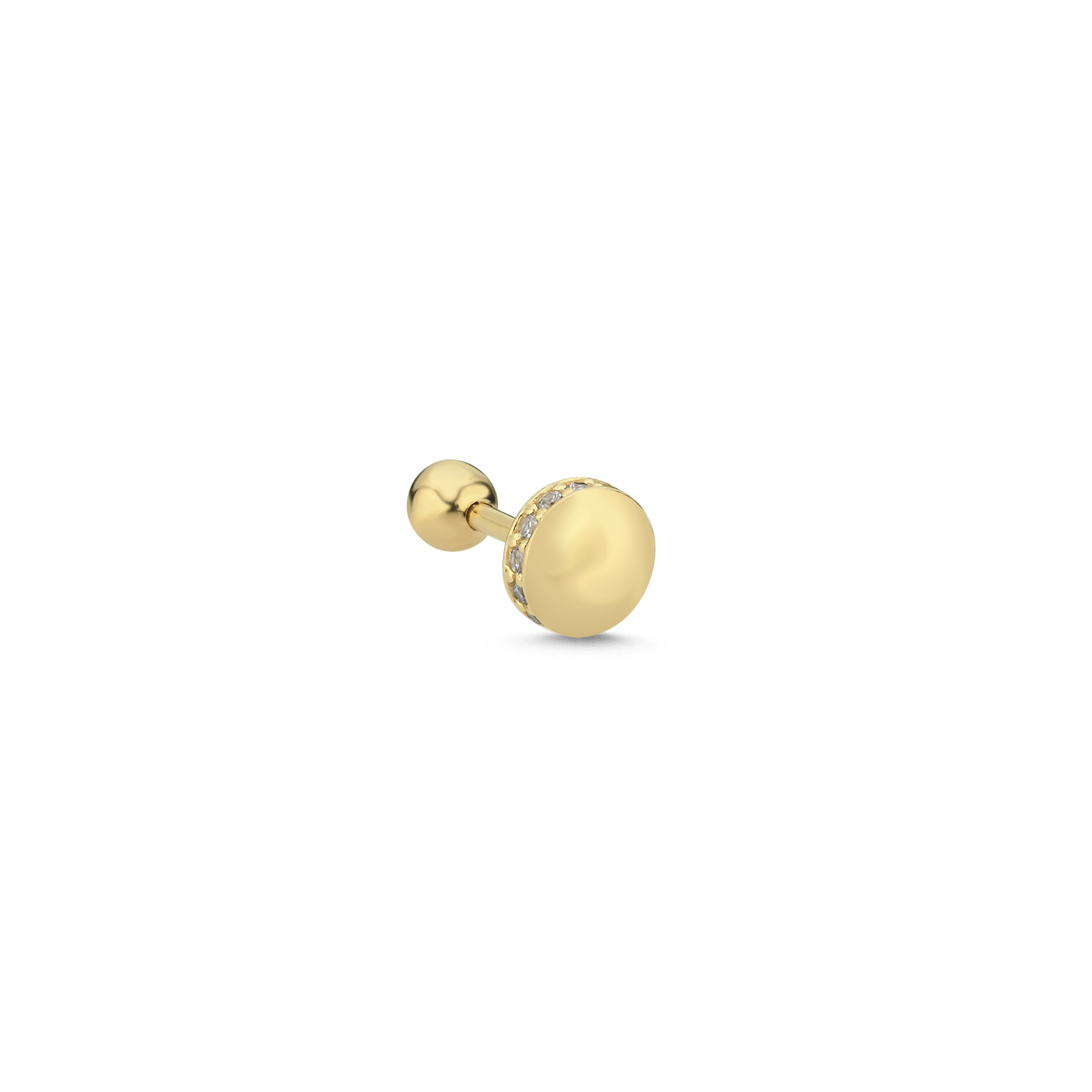 14 Ayar Altın Yuvarlak Taşlı Tragus Piercing