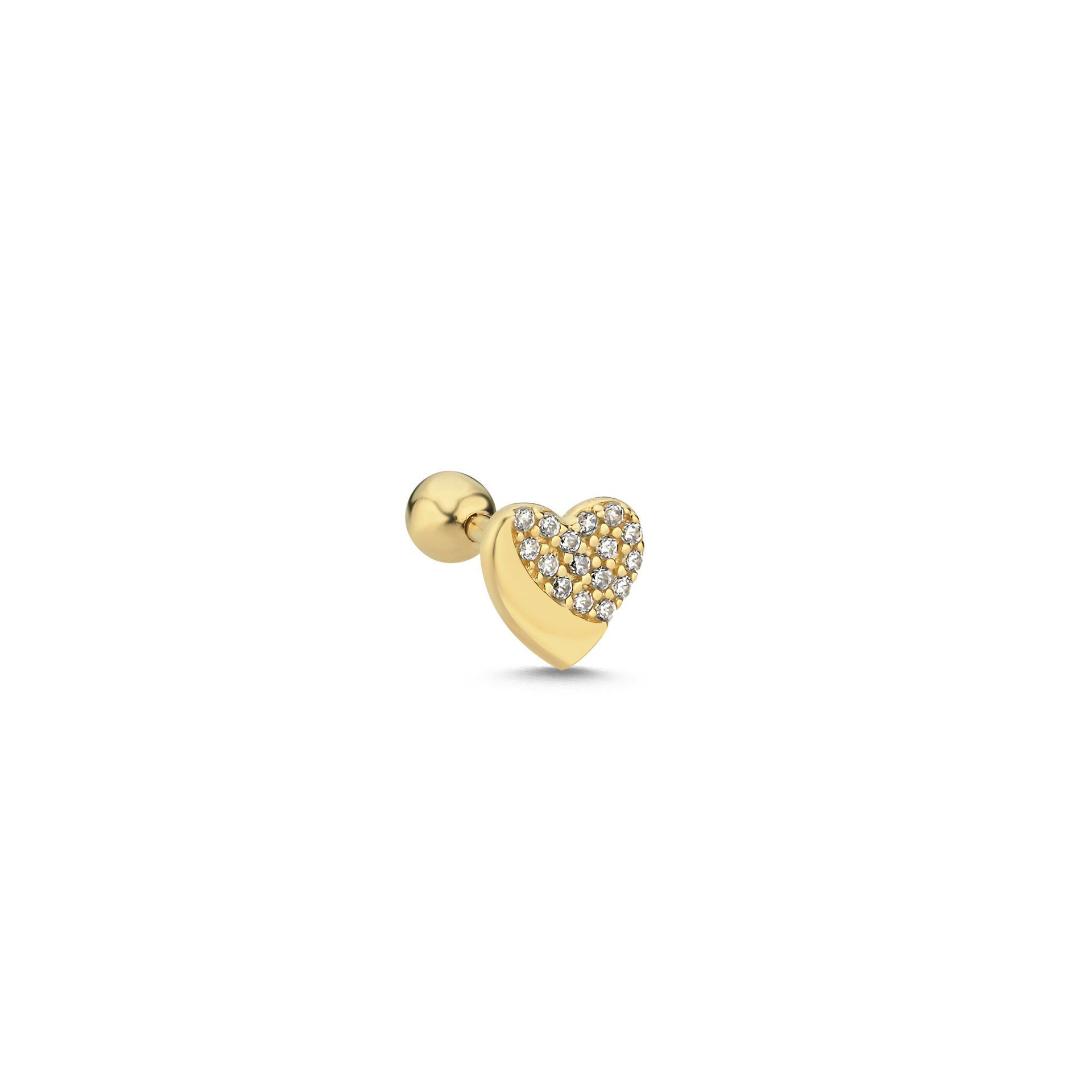 14 Ayar Altın Kalp Taşlı Tragus Piercing