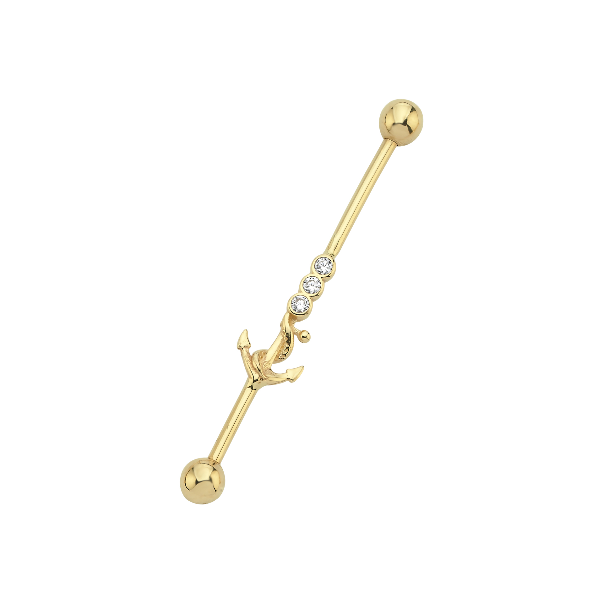 14 Ayar 38mm Çapa Industrial Köprü Altın Piercing