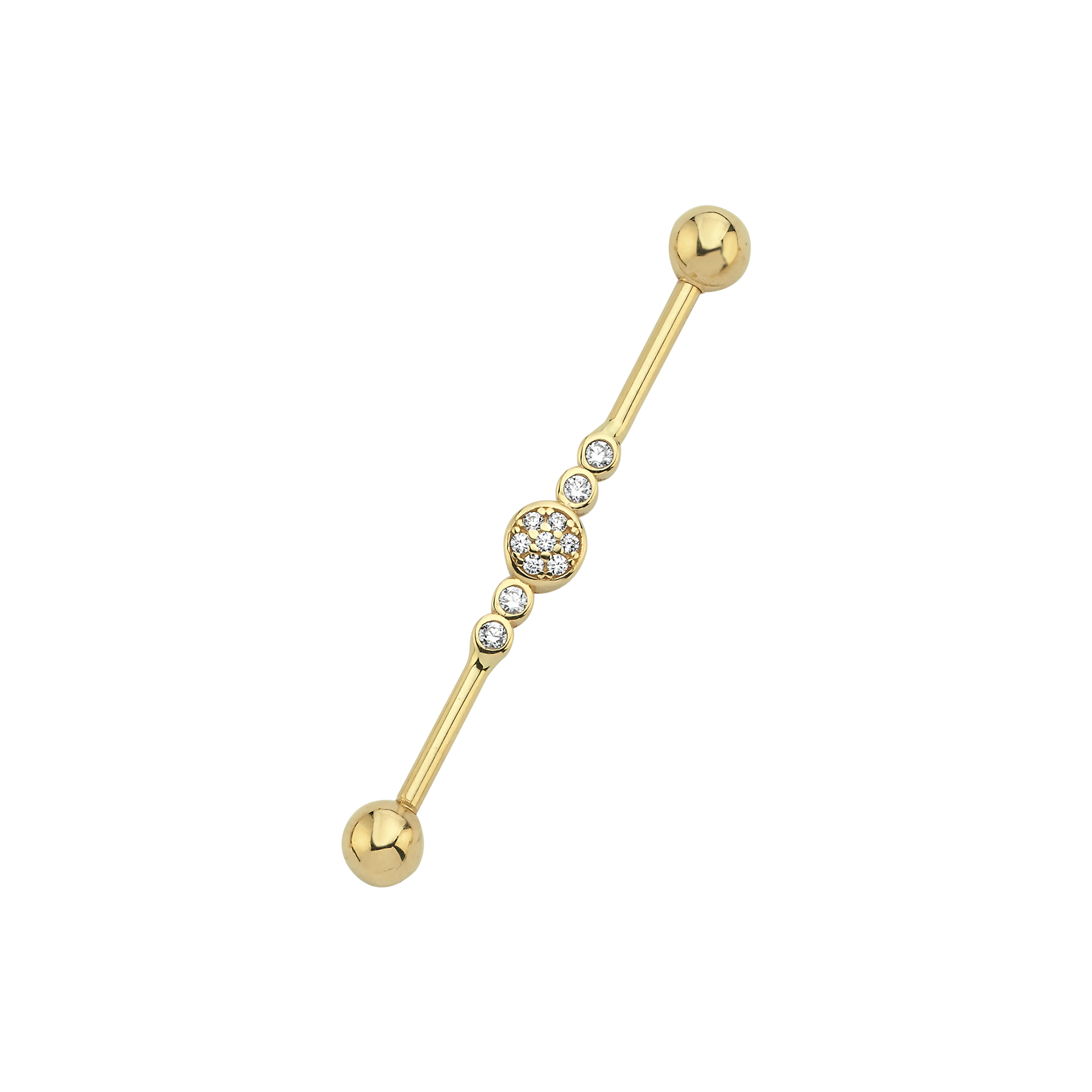 14 Ayar 35mm Taşlı Industrial Köprü Altın Piercing